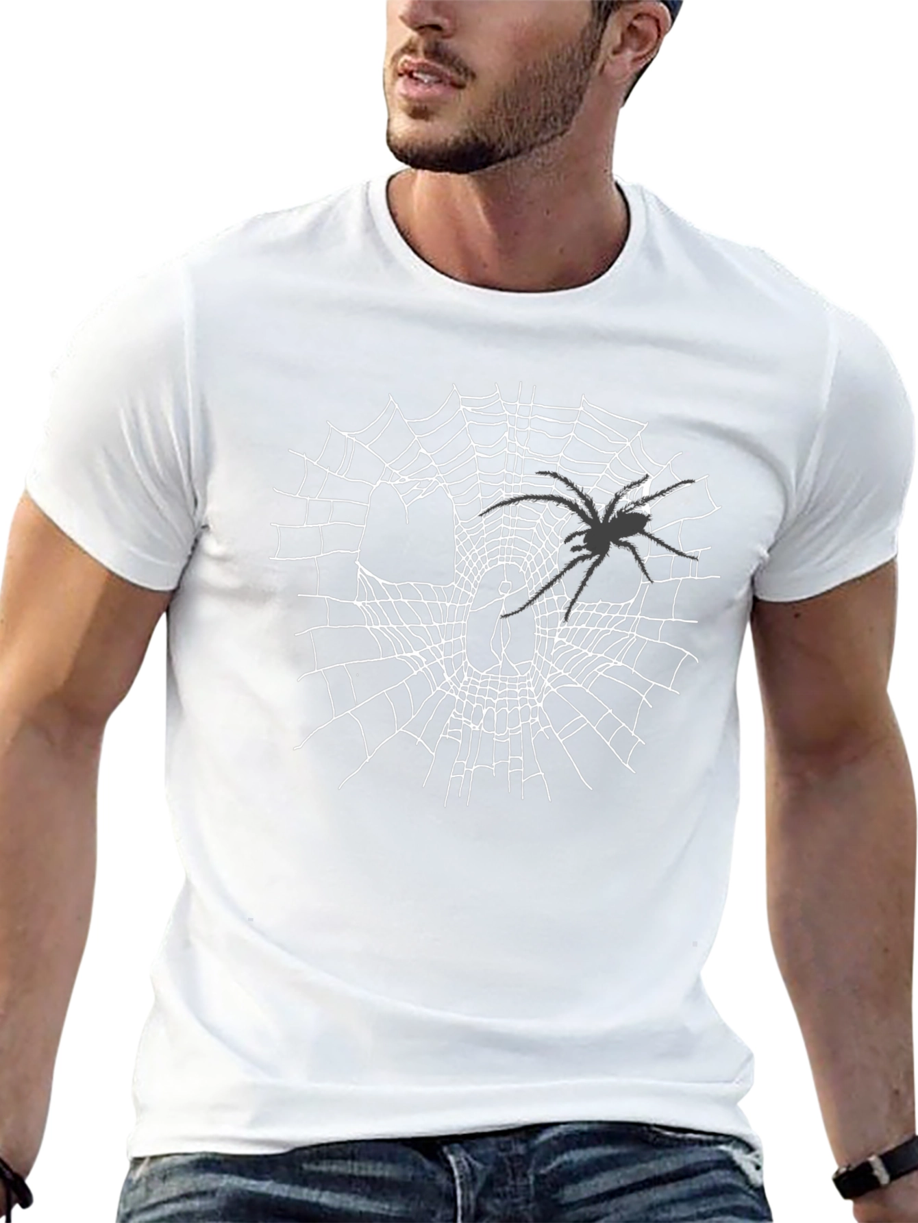 Spider Web Skull T-Shirt - Halloween Graphic Tee