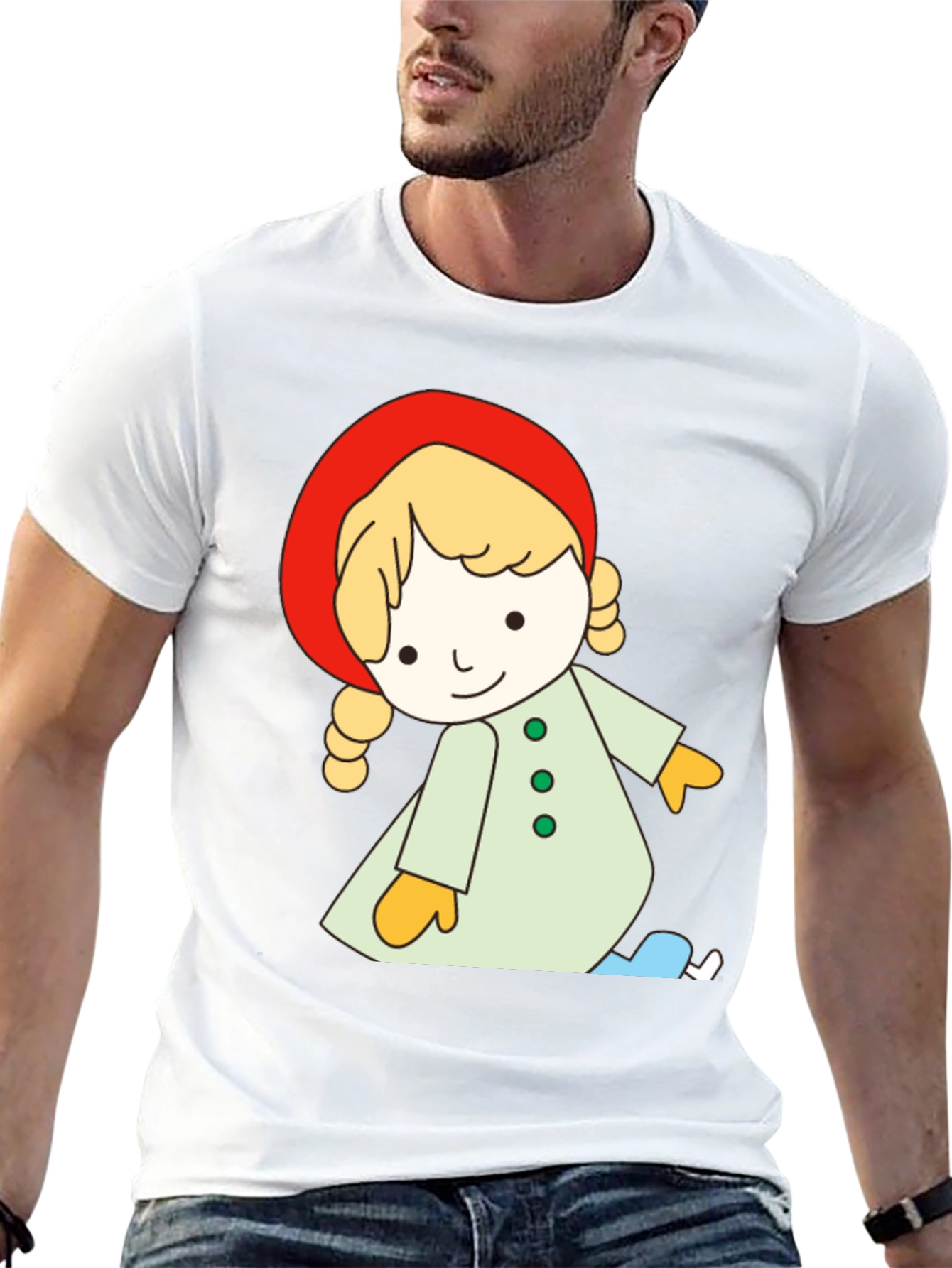 Cartoon Girl Black T-Shirt Unique Design