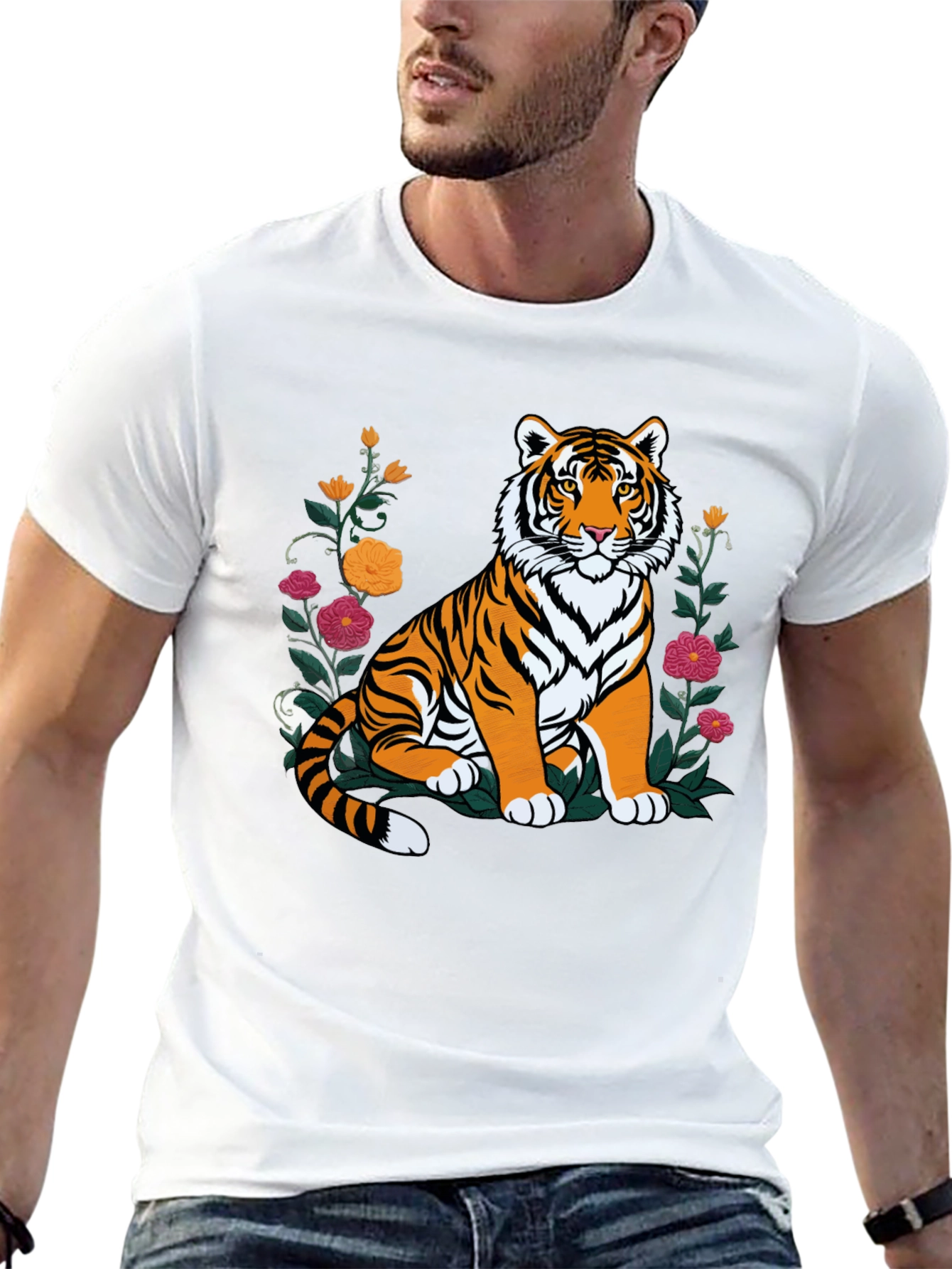 Floral Tiger Graphic Tee - Stylish Comfort