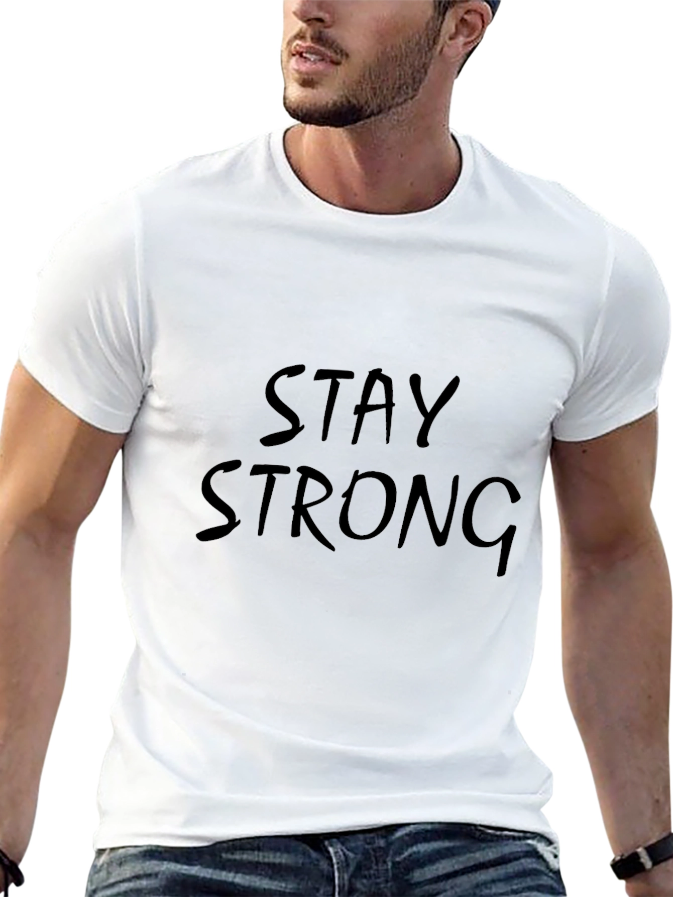 Stay Strong Black Graphic Tee - Motivational T-Shirt