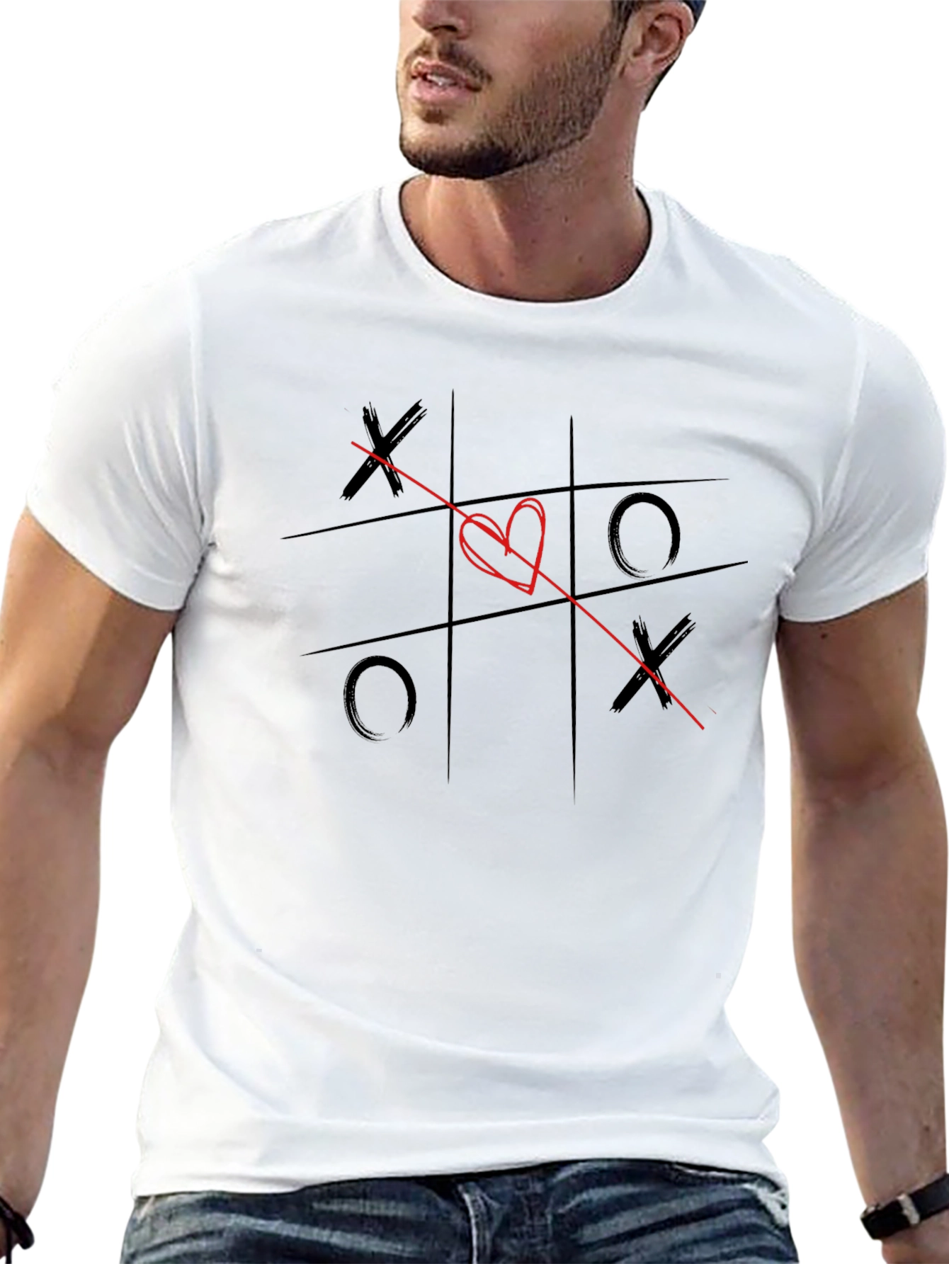 XO Heart Tic-Tac-Toe Graphic T-Shirt