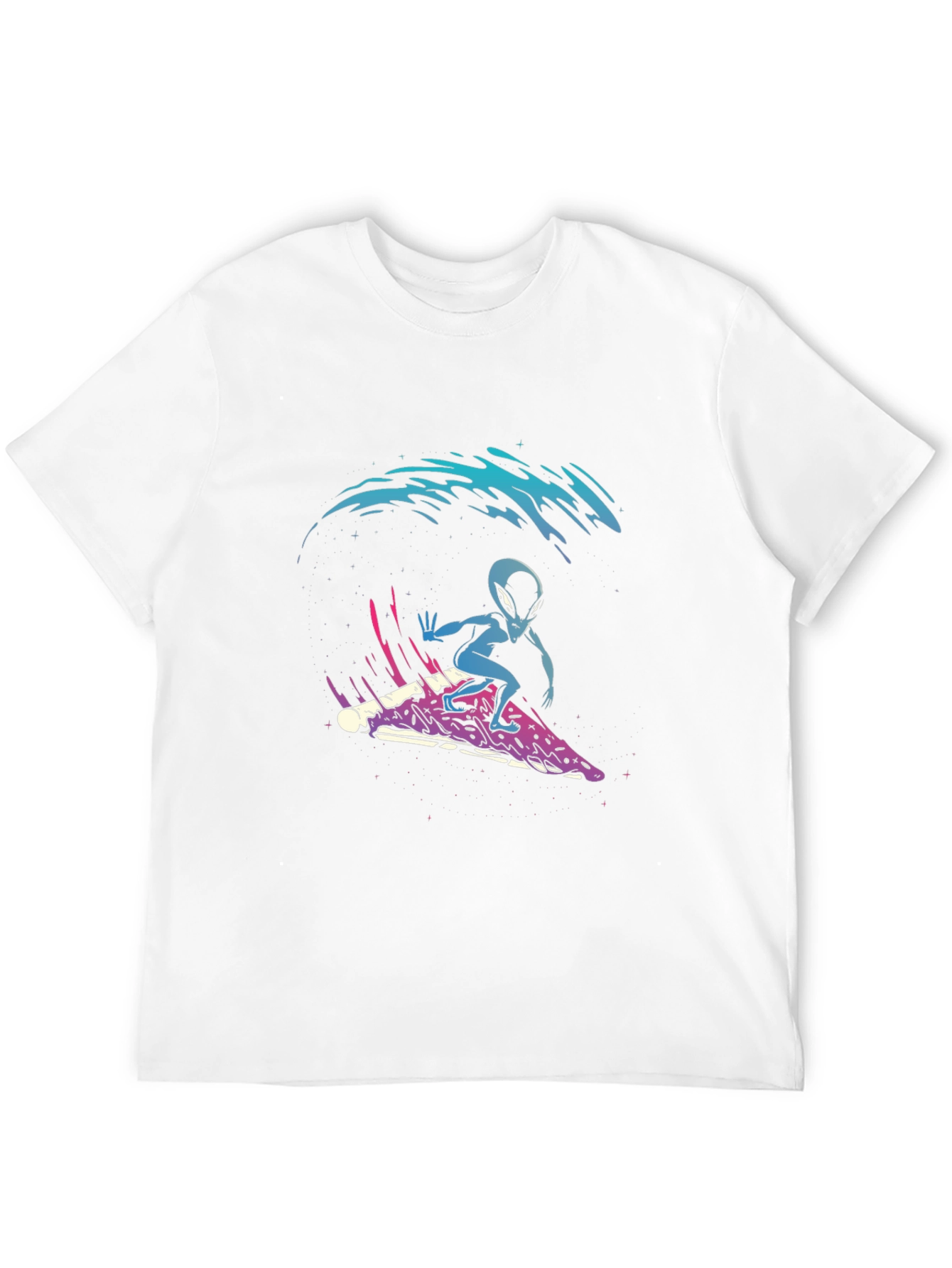 Alien Pizza Surfer Graphic Tee