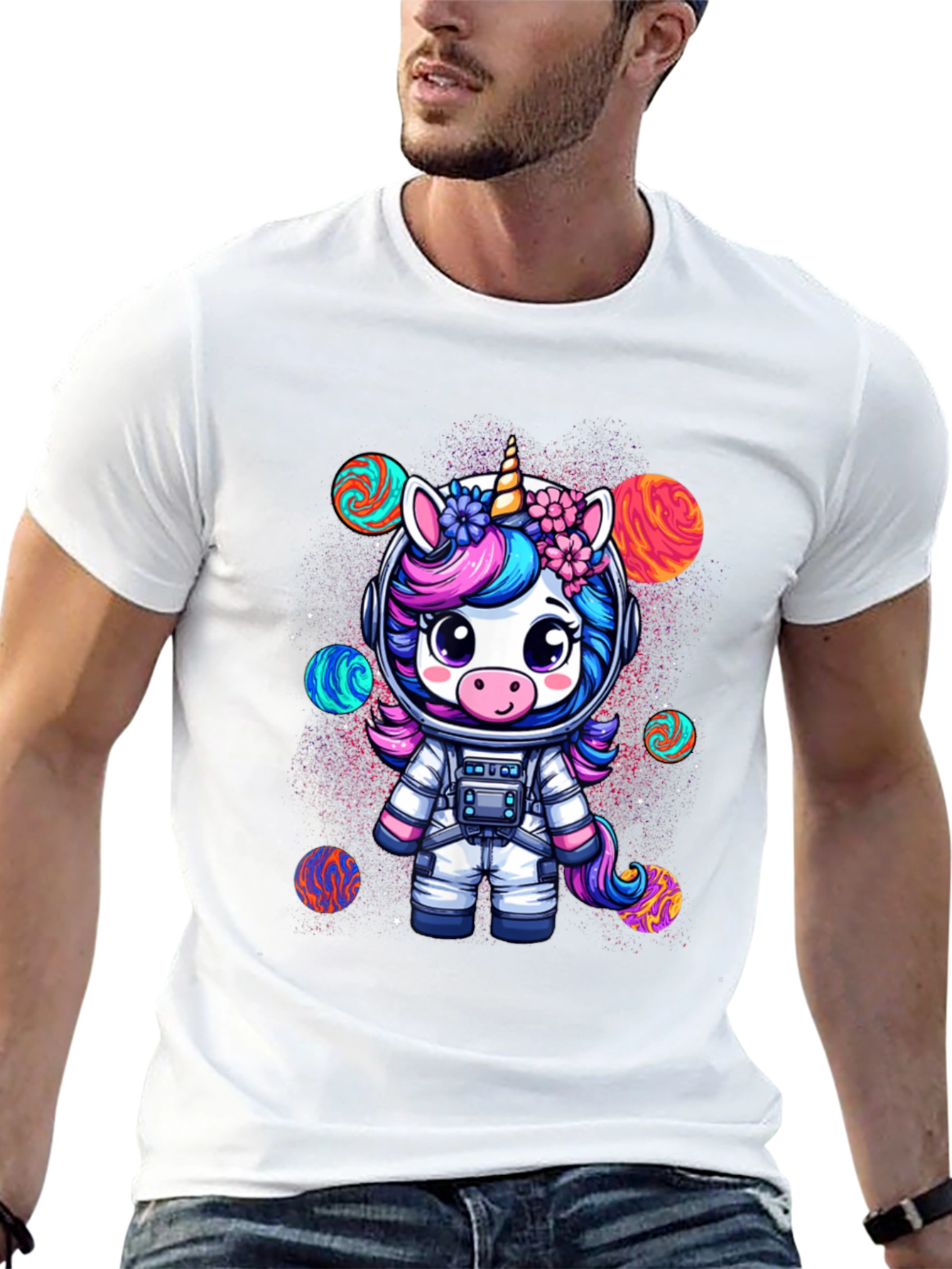 Unicorn Astronaut Graphic T-Shirt