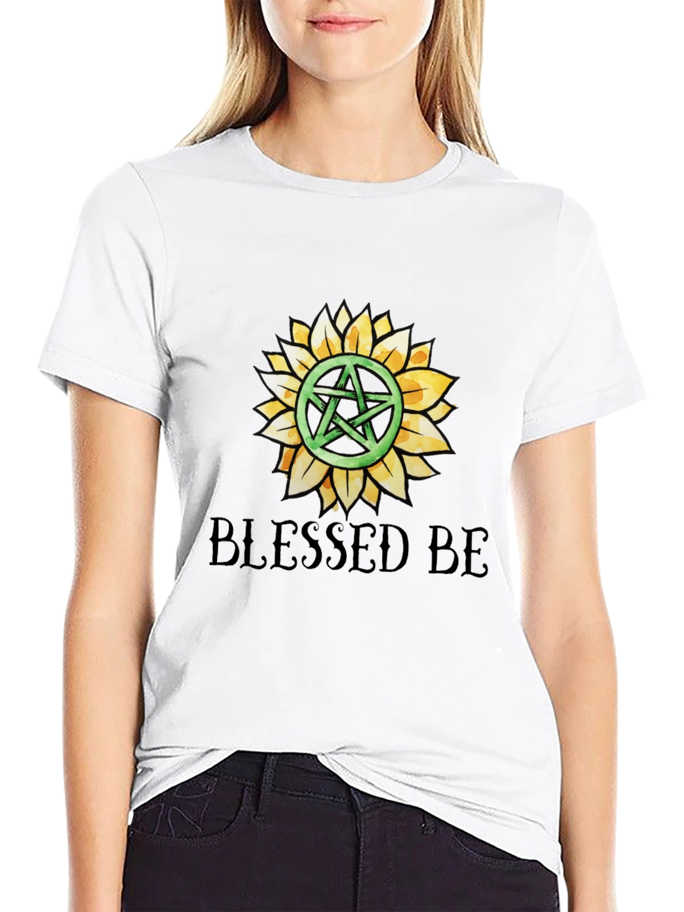 Blessed Be Pentacle Sunflower Graphic Tee