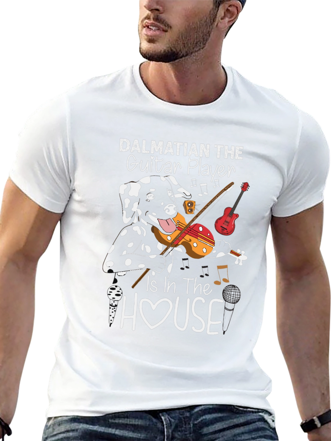 Dalmatian Guitar Player T-Shirt - Music Lover Dog Tee