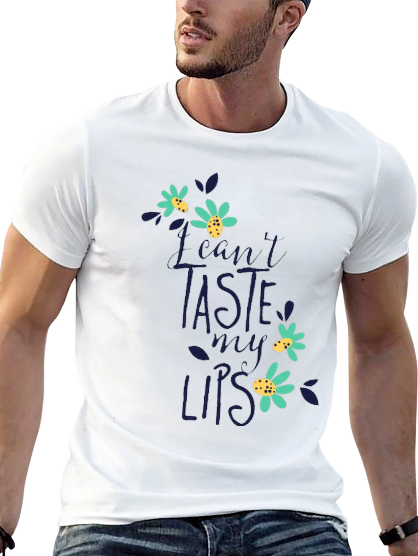 Floral Lips Graphic Tee - Mens Black T-Shirt