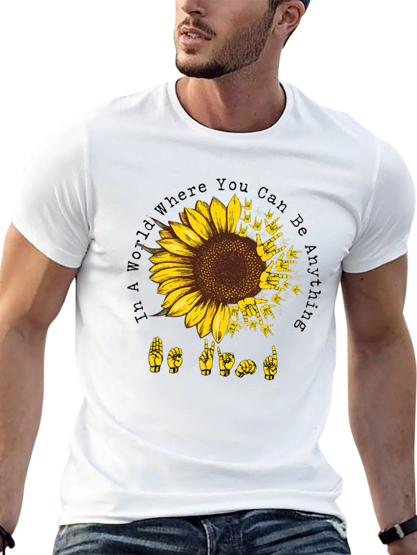 Sunflower ASL Black T-Shirt: Be Kind