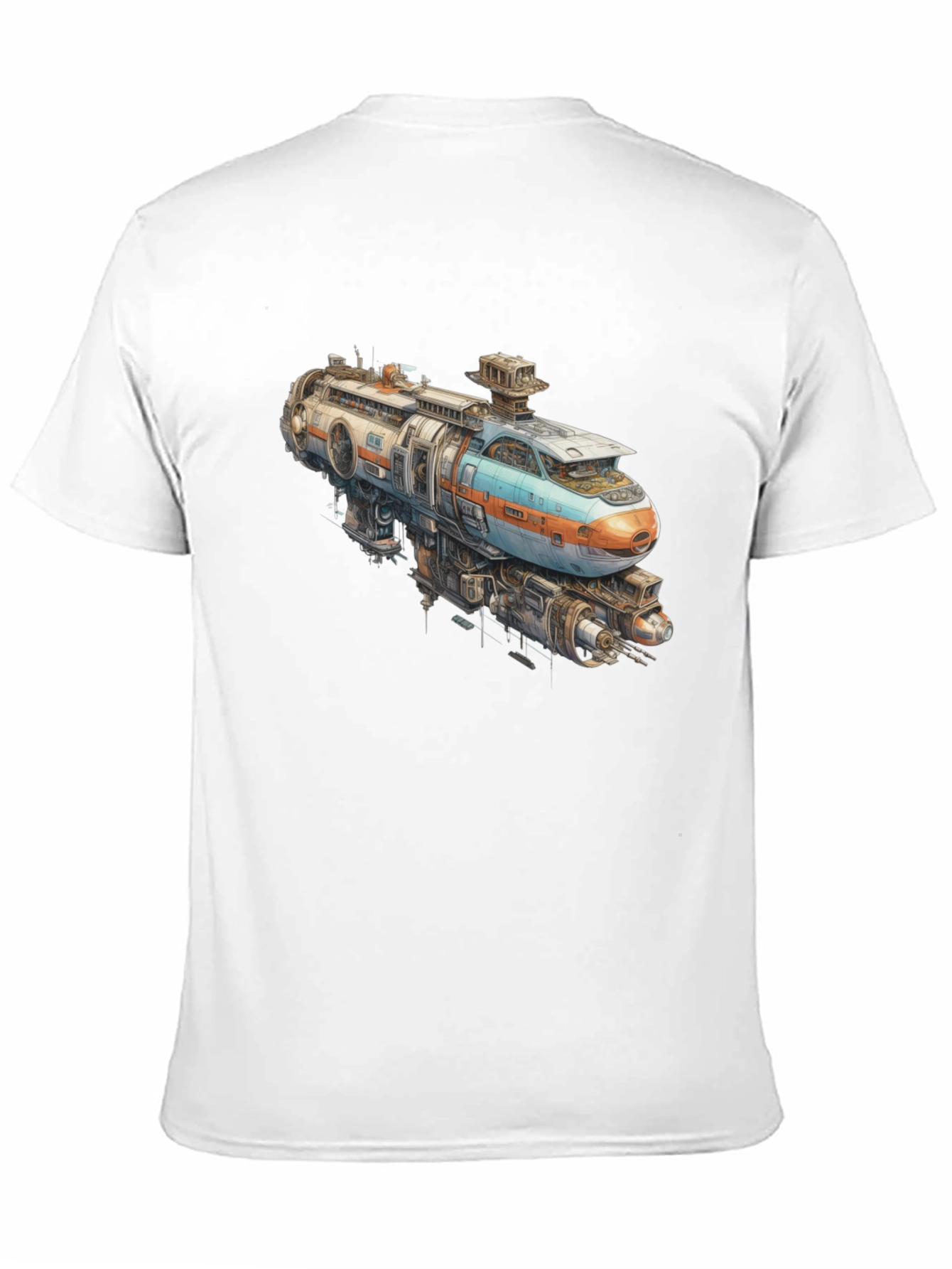 Futuristic Train Graphic Tee - Sci-Fi Style