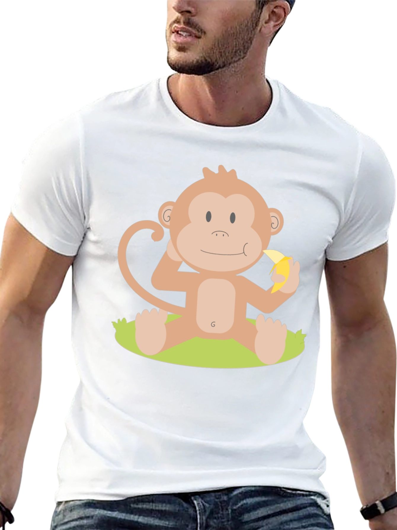 Monkey Eating Banana Graphic T-Shirt