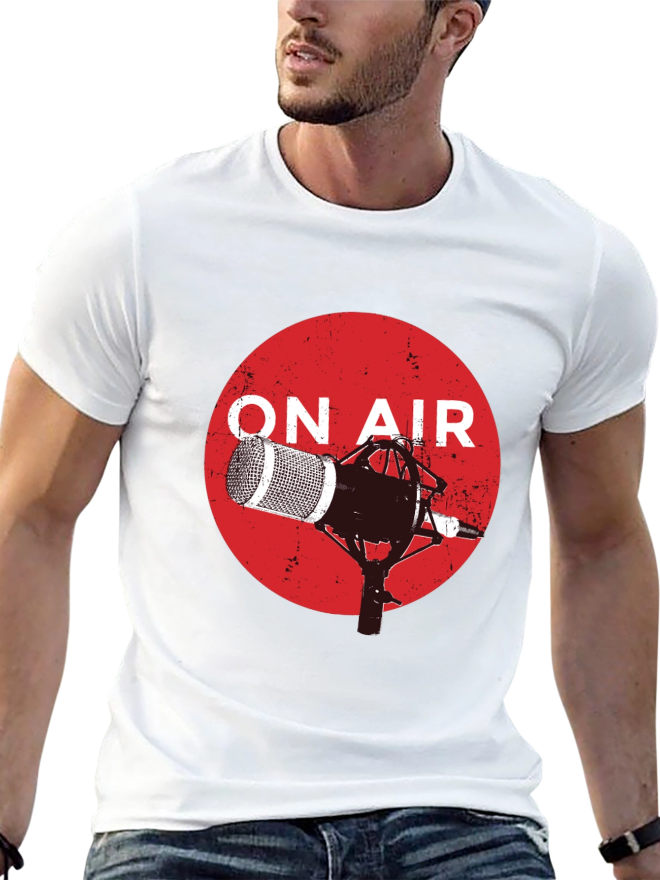 On Air Microphone Graphic Black T-Shirt