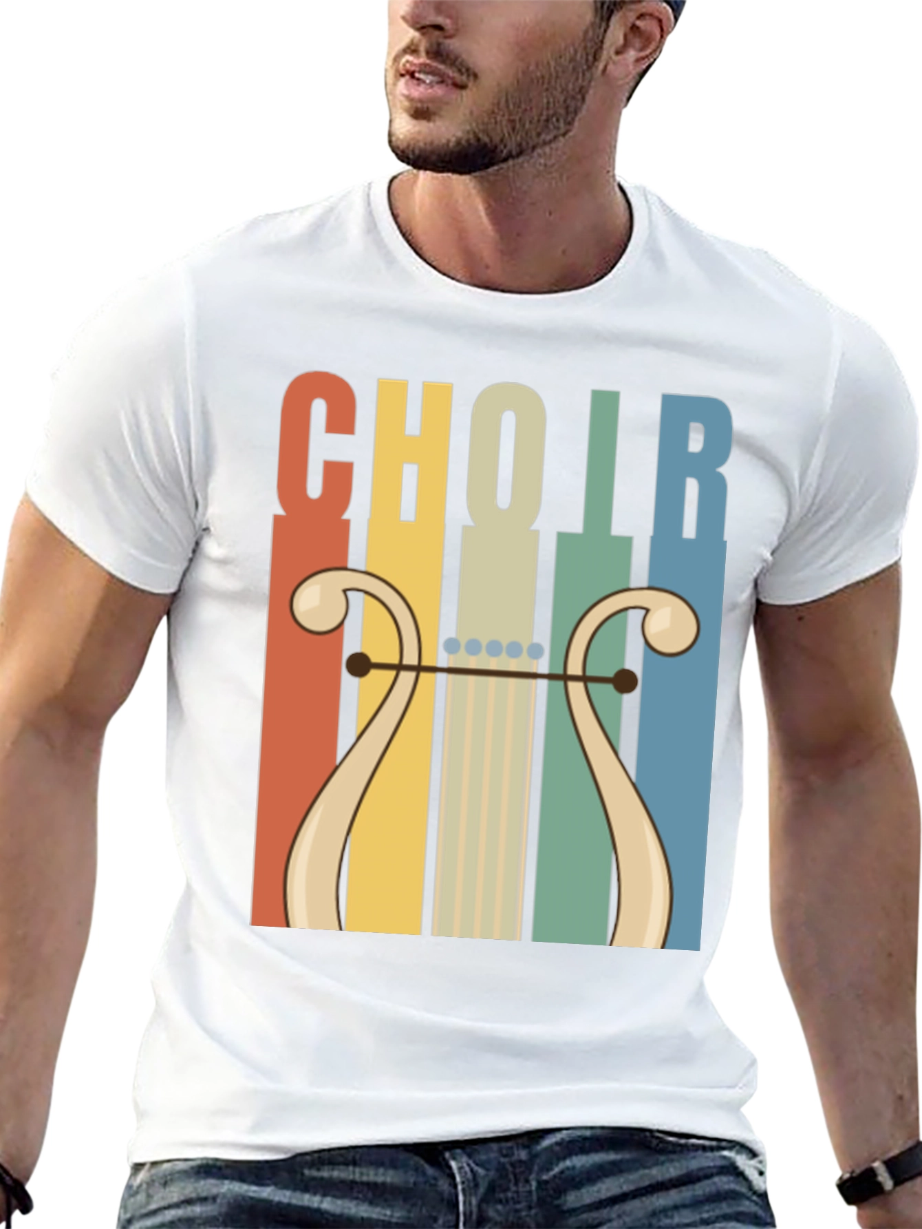 Retro Choir Lyre Graphic Tee - Music Lovers T-Shirt
