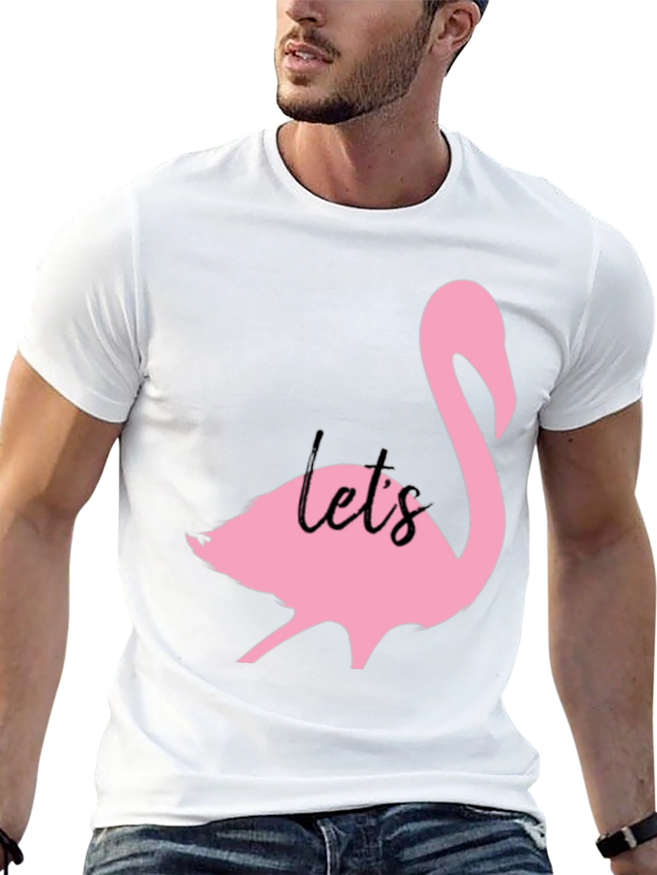 Pink Flamingo Graphic Black T-Shirt