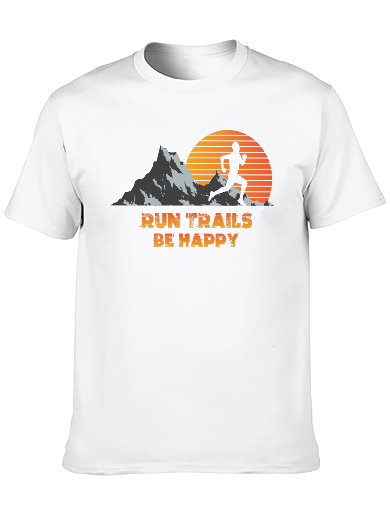 Run Trails Be Happy Black Graphic Tee