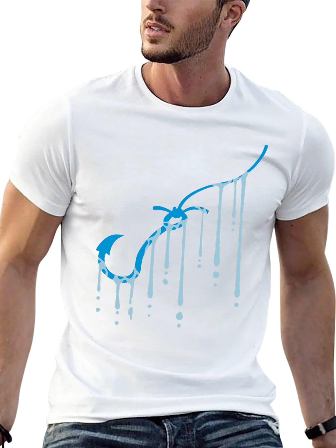Cool Blue Hook Drip Black Tee