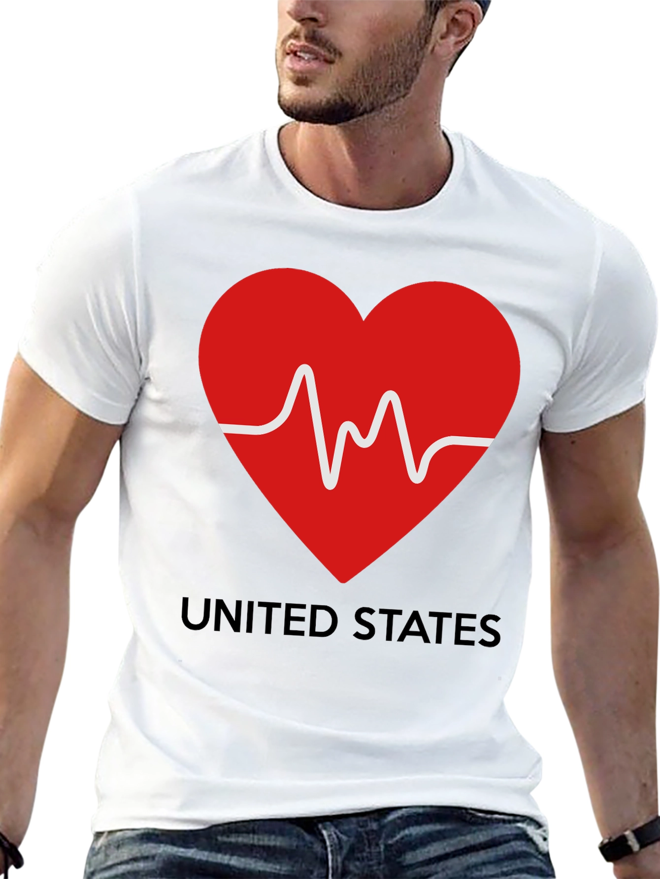 Heartbeat USA Graphic Tee - Patriotic Love T-Shirt