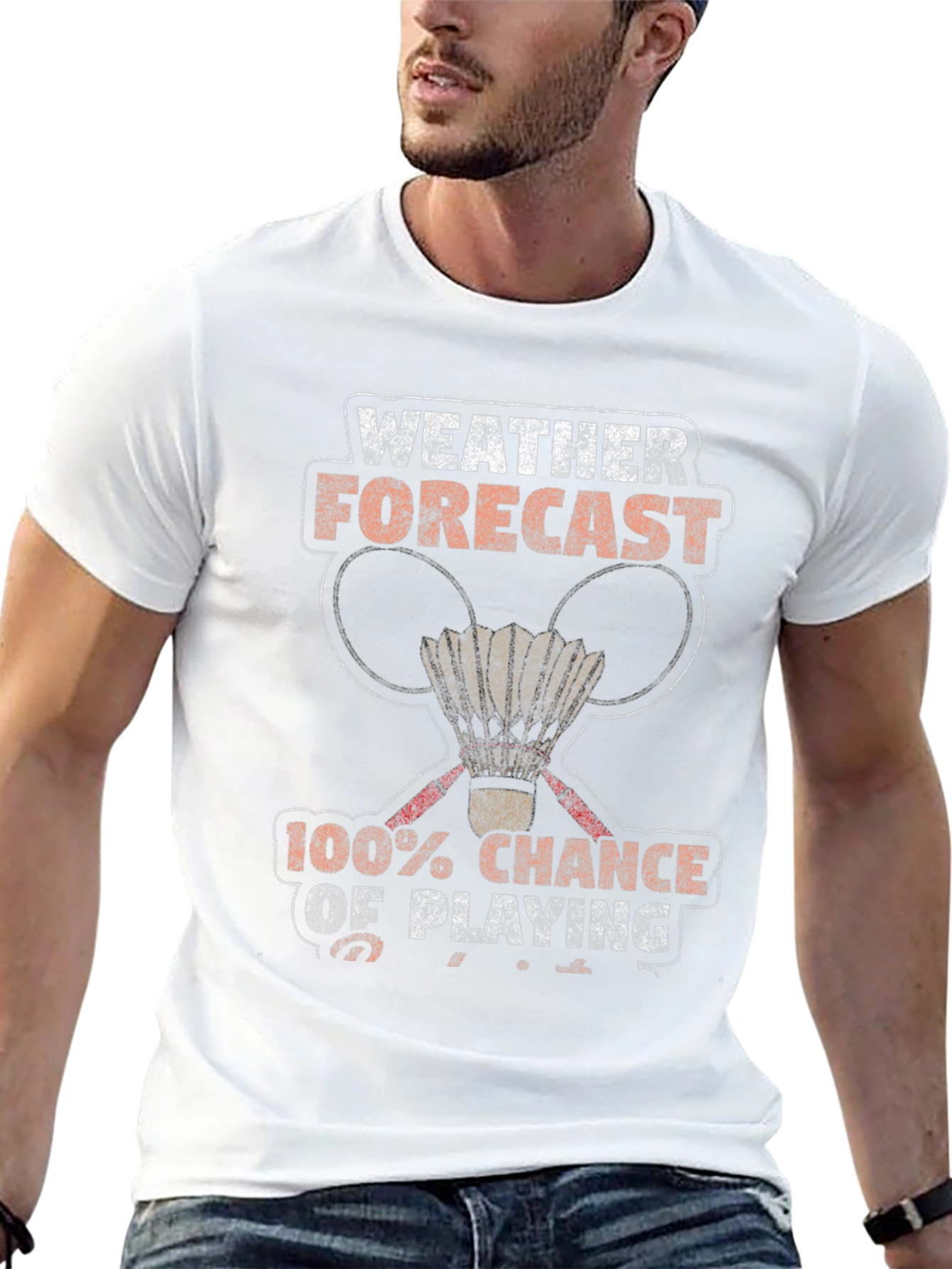 Funny Badminton Weather Forecast T-Shirt