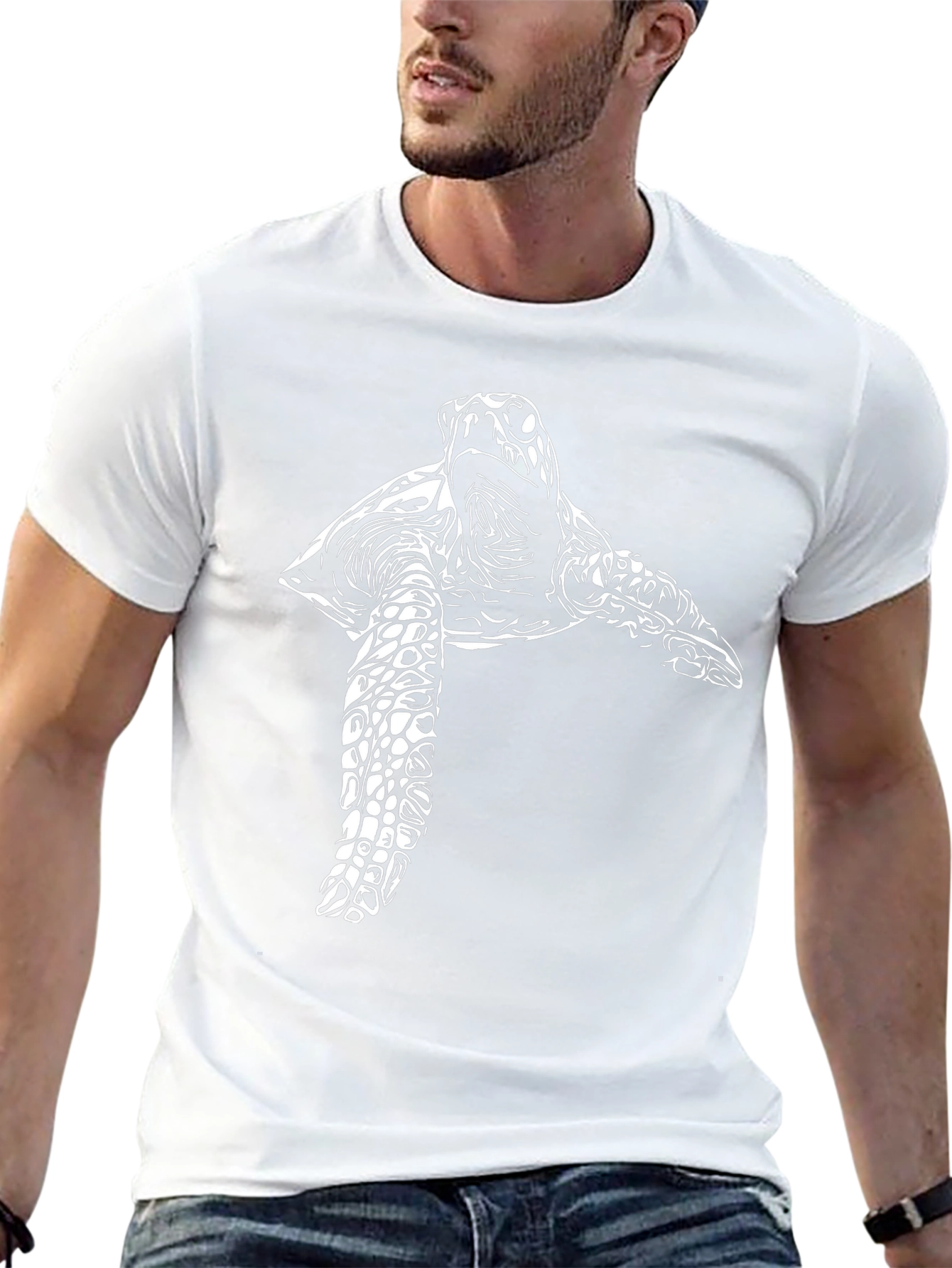 Sea Turtle Graphic Tee - Black Cotton Casual T-Shirt