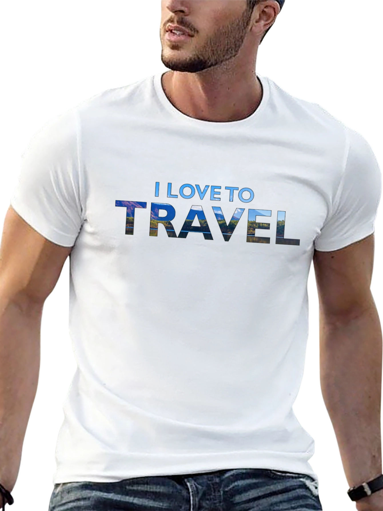 I Love to Travel Graphic T-Shirt - Black