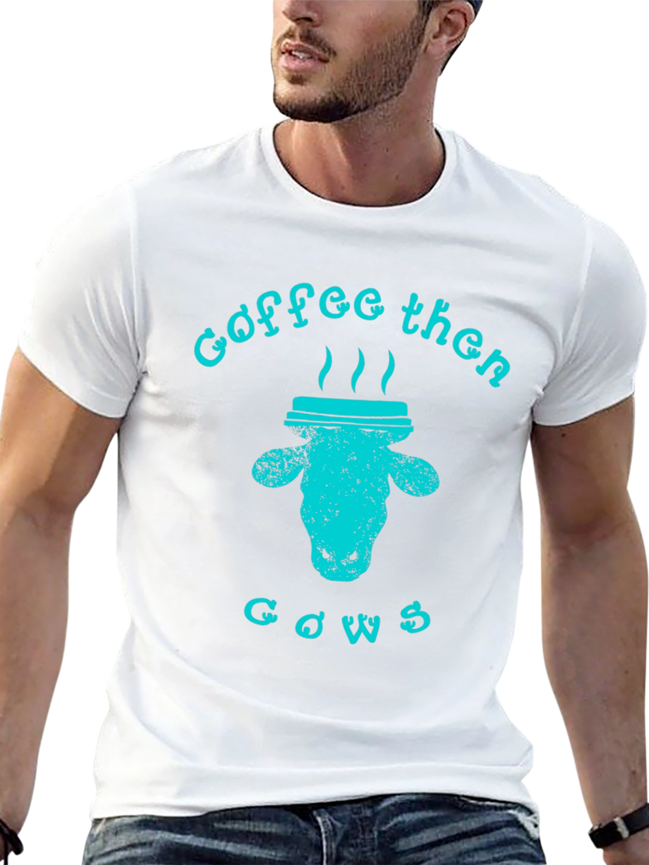 Coffee Then Cows Graphic Tee - Black Unisex T-Shirt