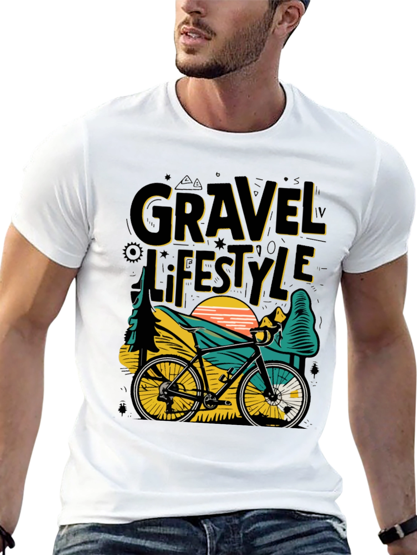 Gravel Lifestyle Black T-Shirt Cycling Adventure Tee