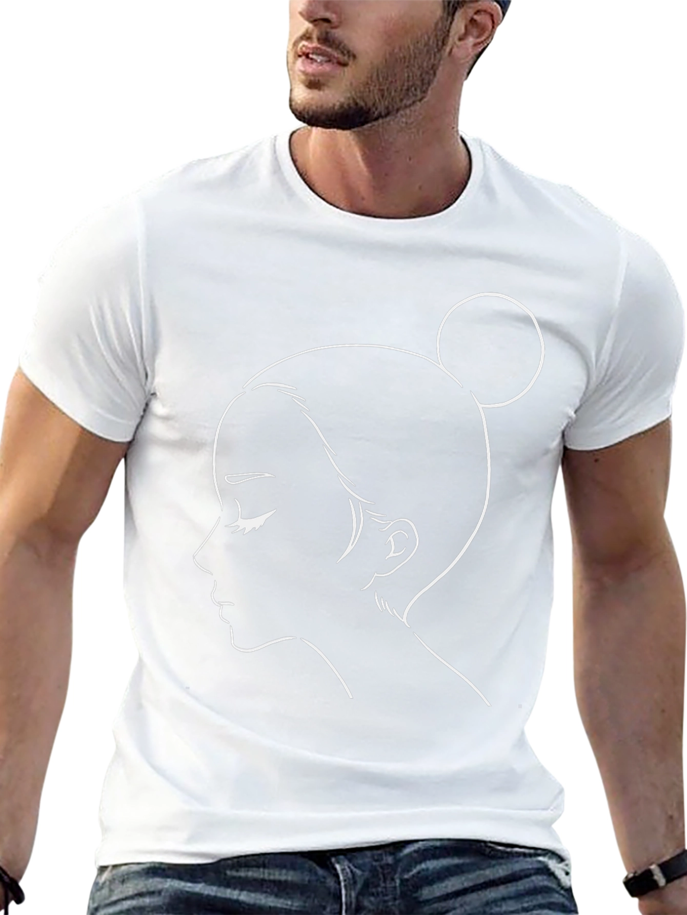 Minimalist Woman Portrait Black T-Shirt