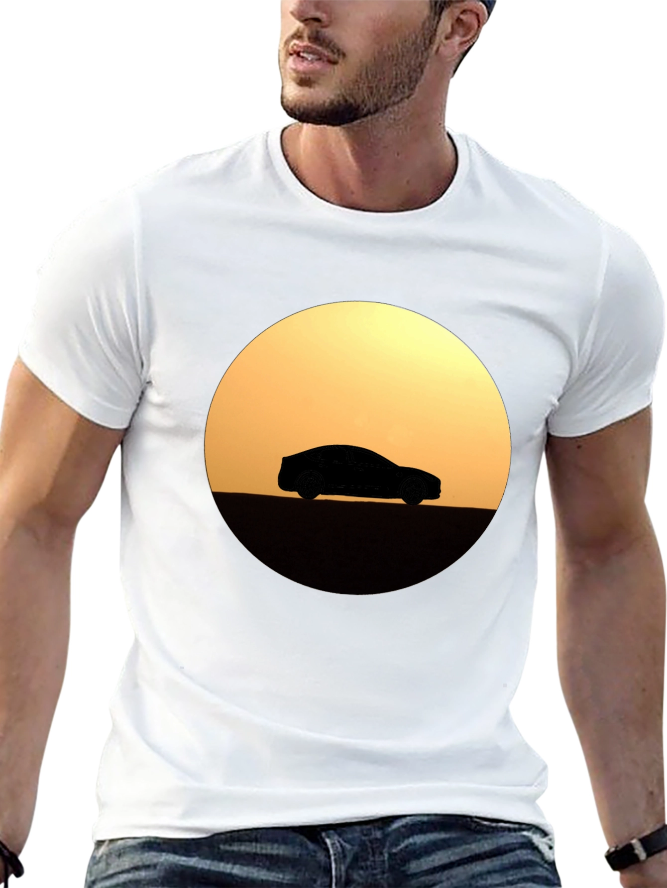Sunset Car Silhouette T-Shirt - Stylish Graphic Tee