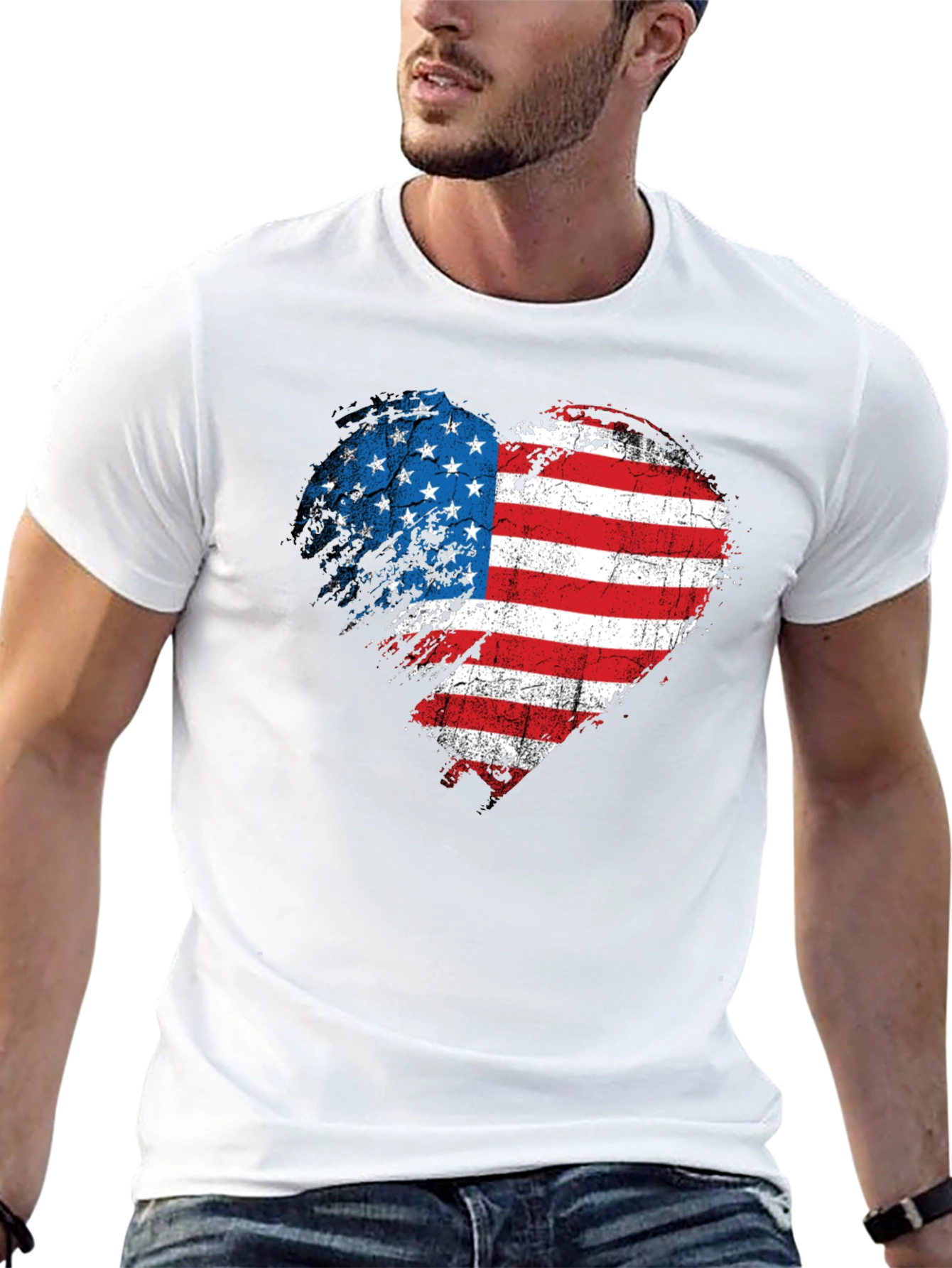 American Flag Heart T-Shirt - Patriotic USA Tee