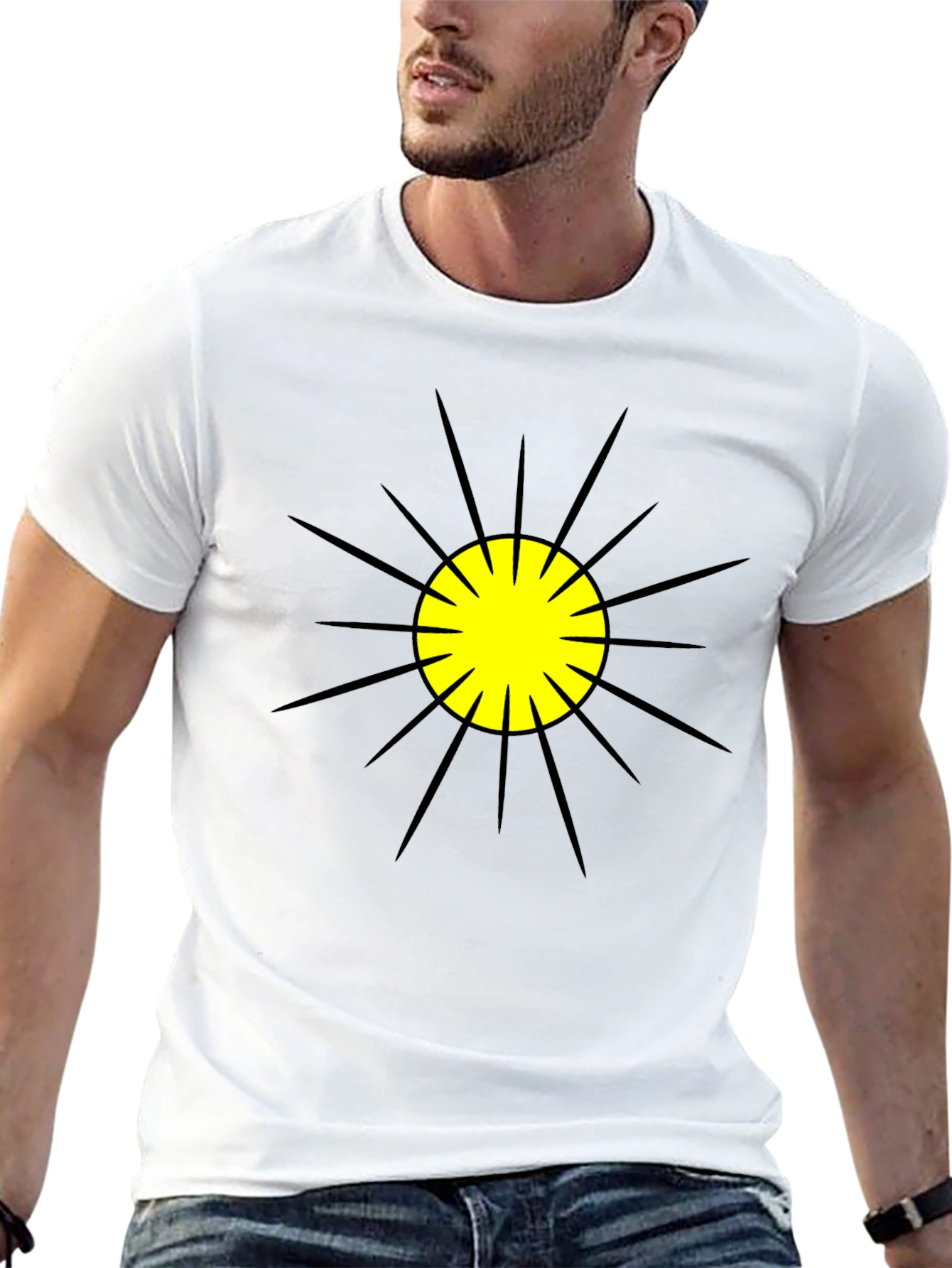 Black T-Shirt with Sunburst Graphic