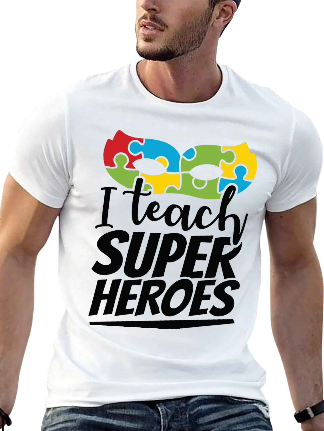 I Teach Super Heroes Autism Awareness T-Shirt