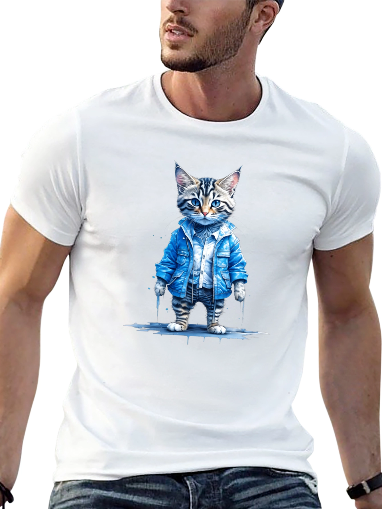 Cool Cat Denim Tee - Urban Style