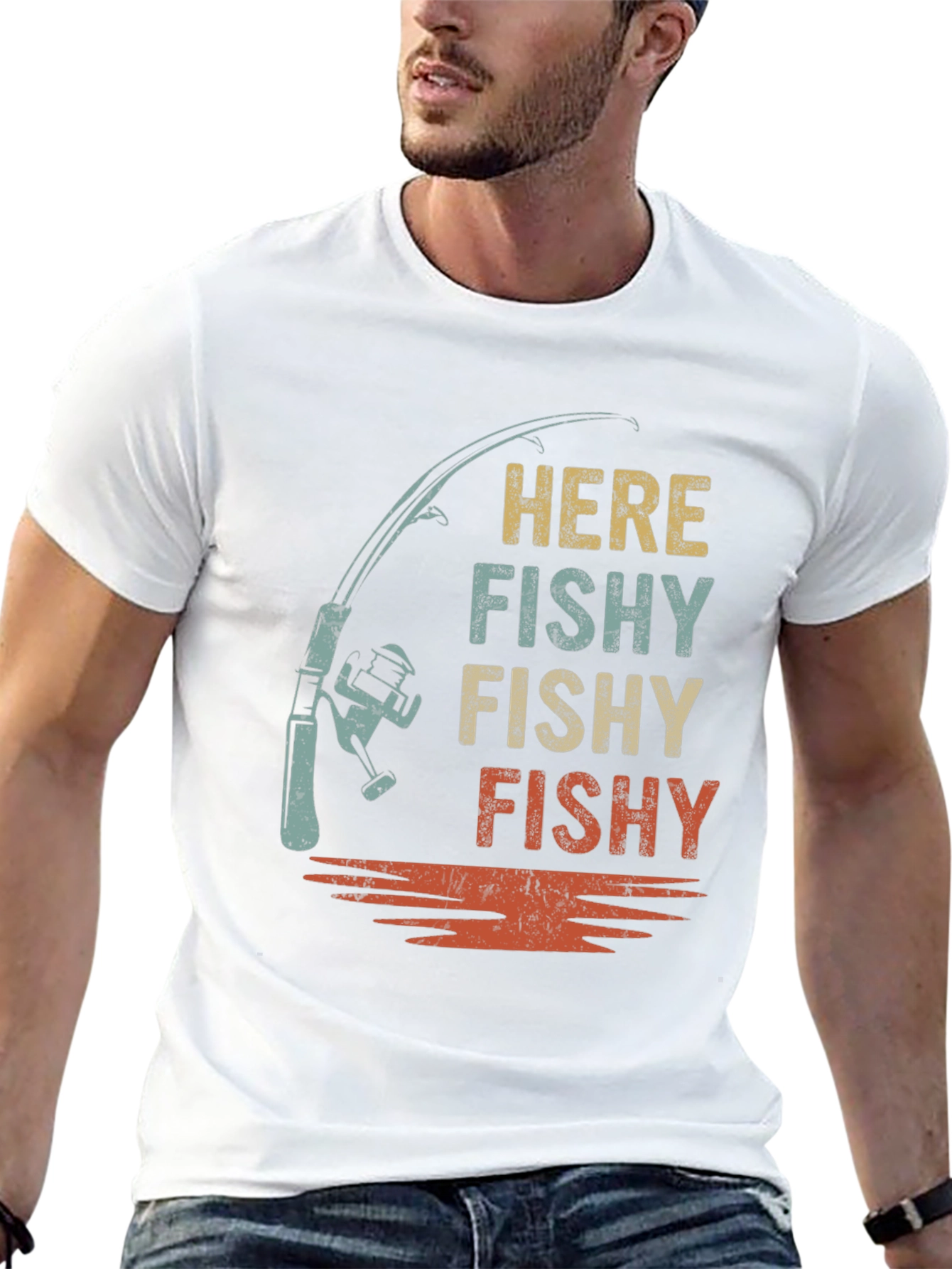 Here Fishy Fishy Retro Fishing T-Shirt