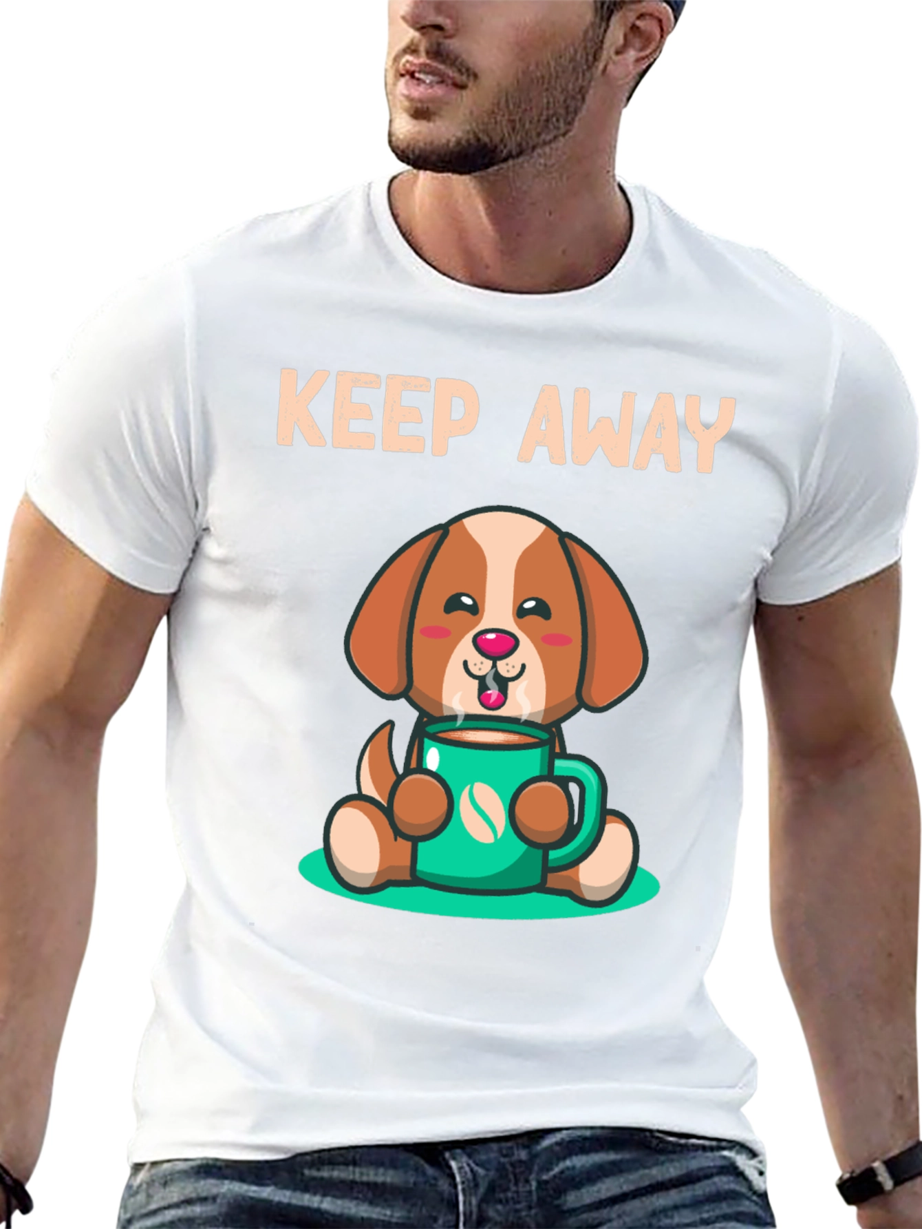 Cute Dog with Coffee T-Shirt - Keep Away Design