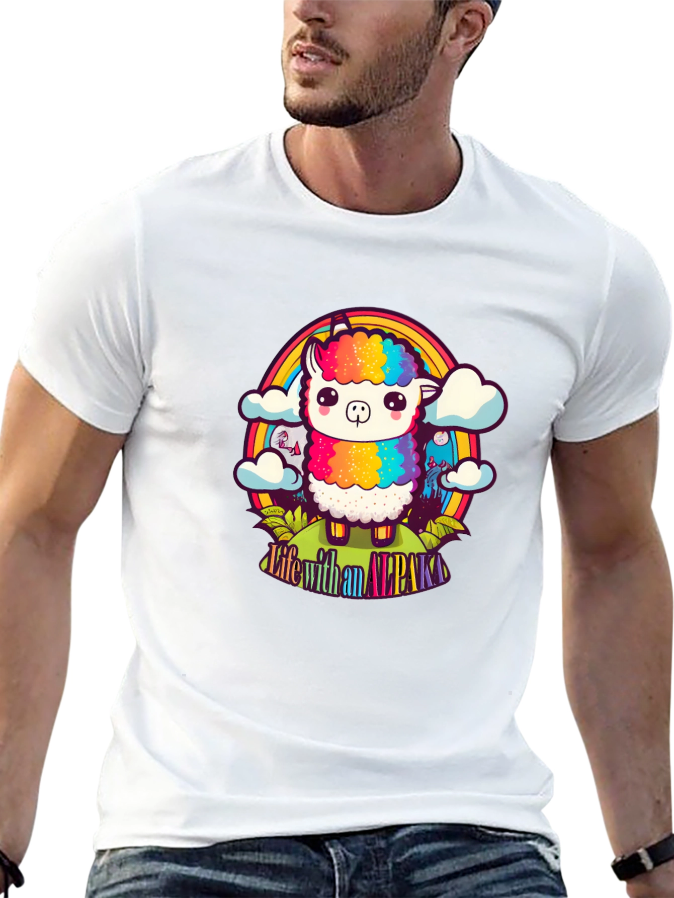Life with an Alpaca Rainbow T-Shirt