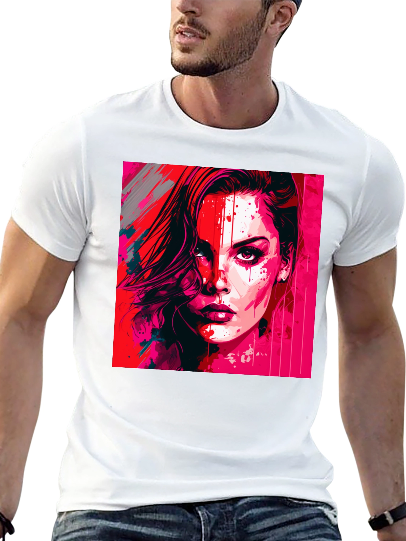 Vibrant Woman Graphic Tee - Modern Art Shirt