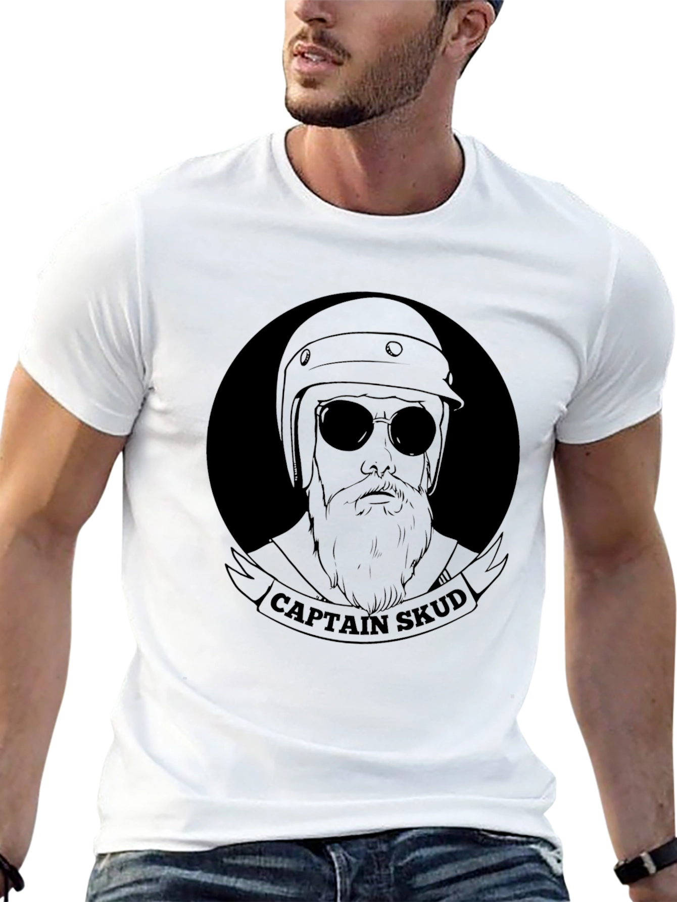Captain Skud Black T-Shirt - Bearded Biker Style