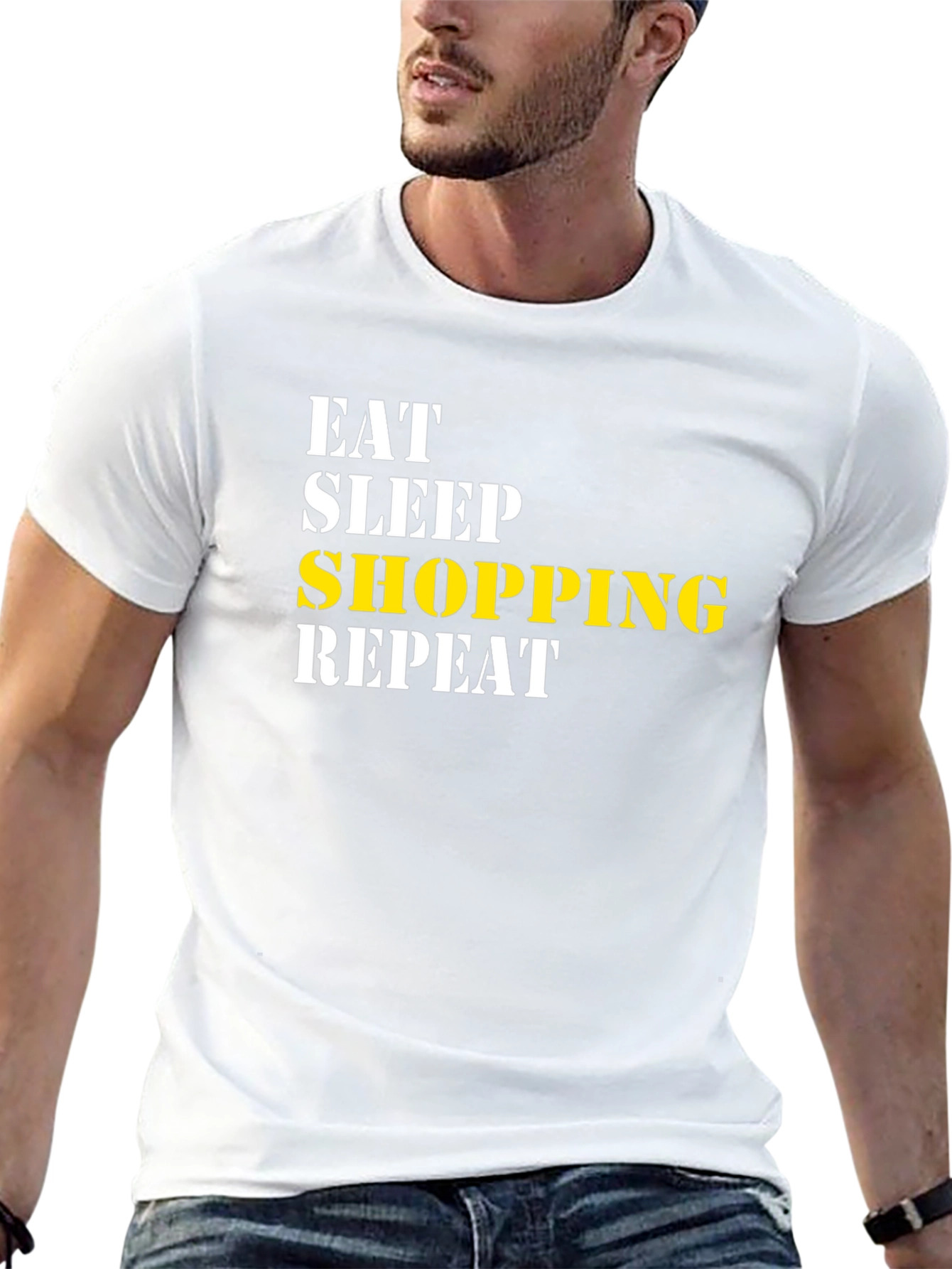 Eat Sleep Shopping Repeat Black T-Shirt