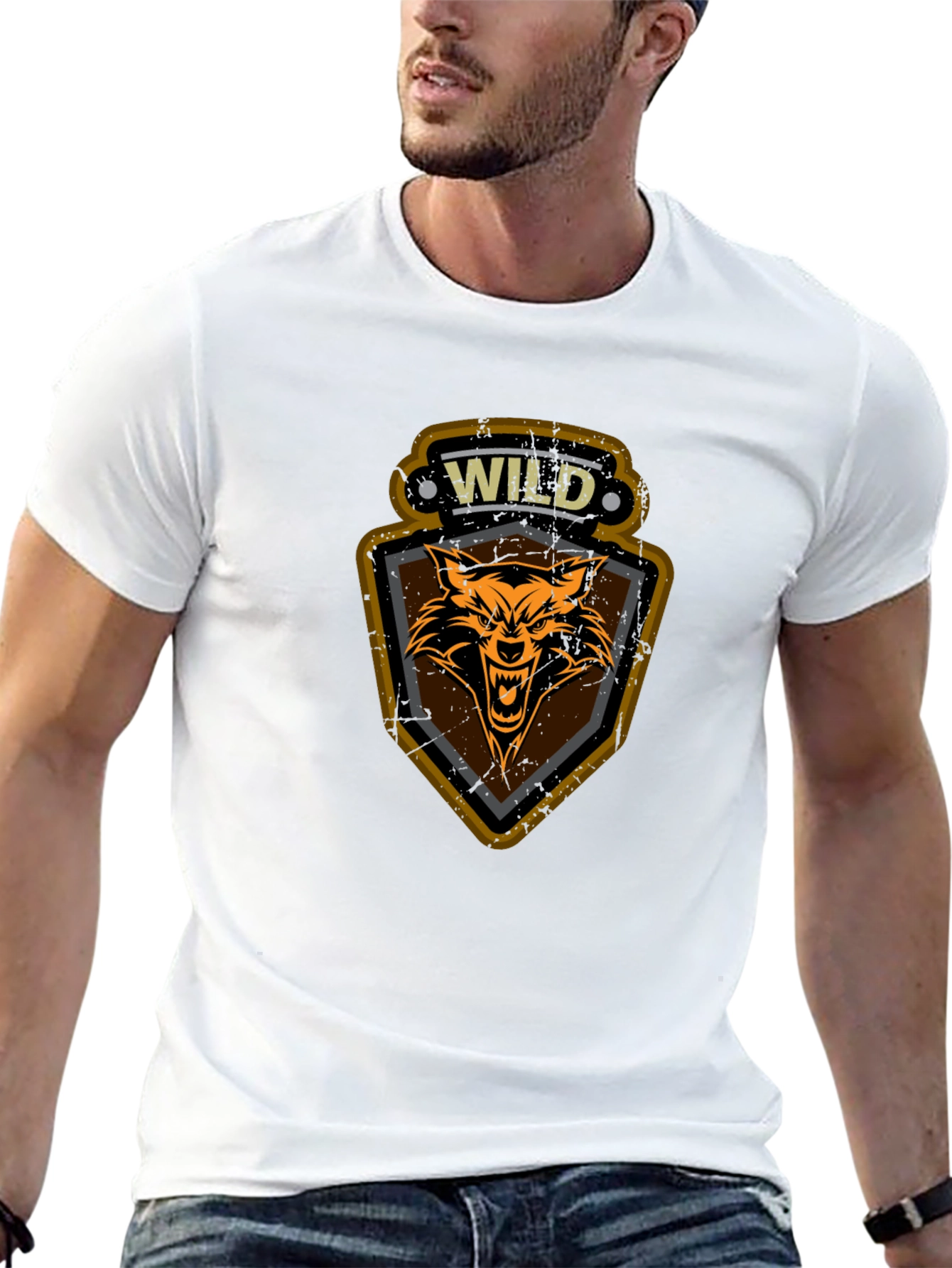 Wild Wolf Graphic Print T-Shirt - Black