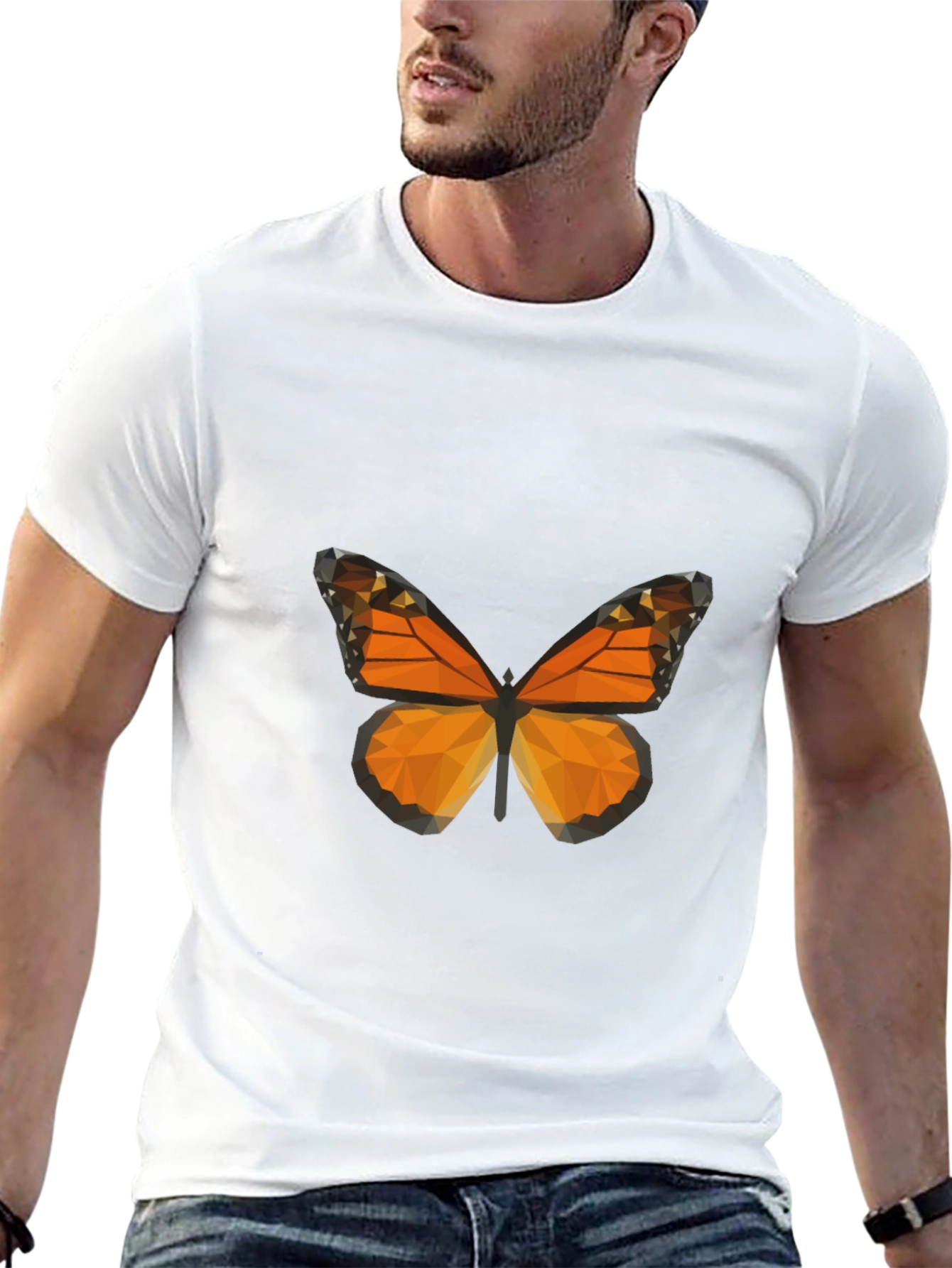 Geometric Butterfly Graphic Tee - Modern Casual Style