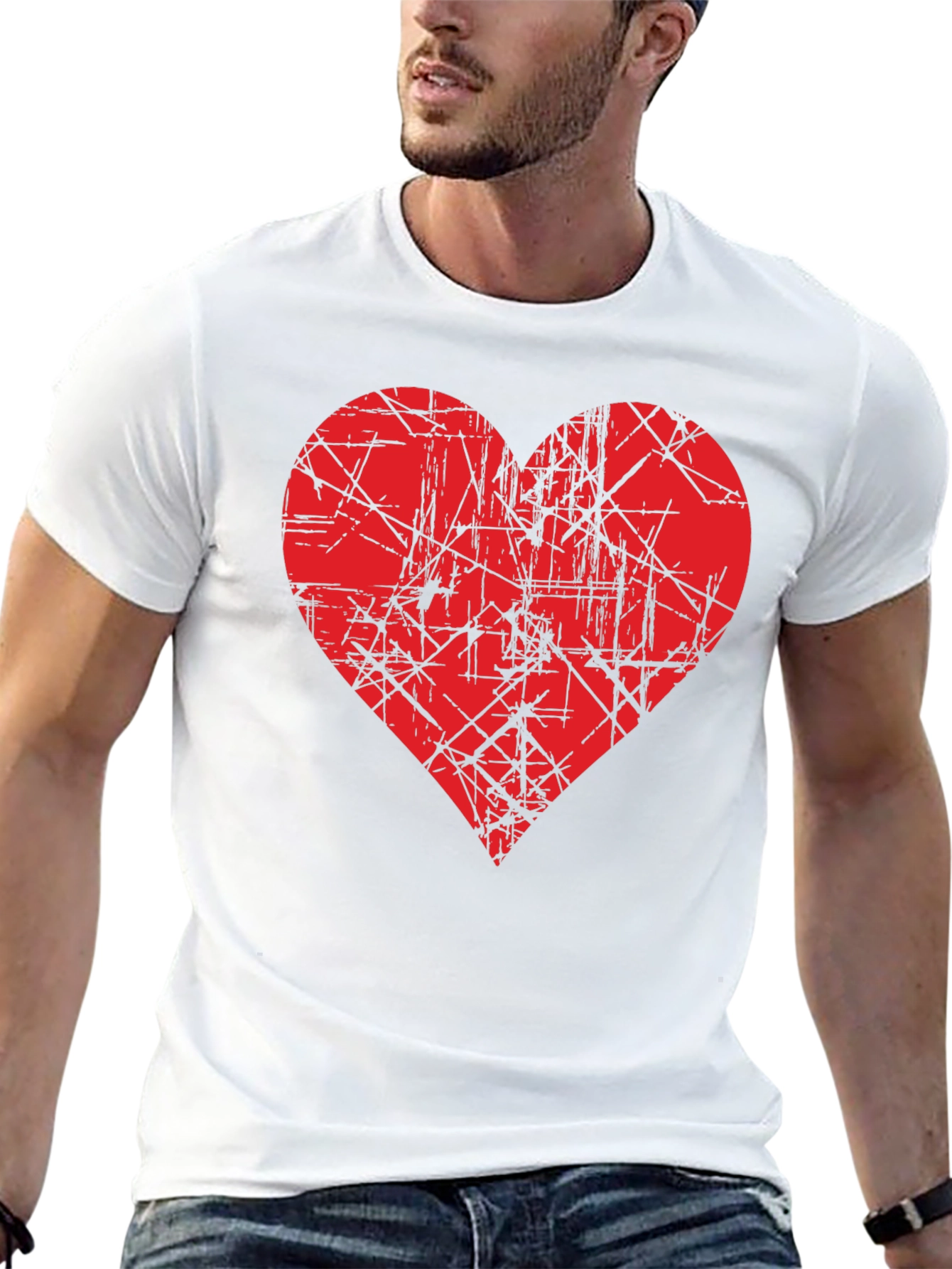 Red Heart Graphic Black T-Shirt