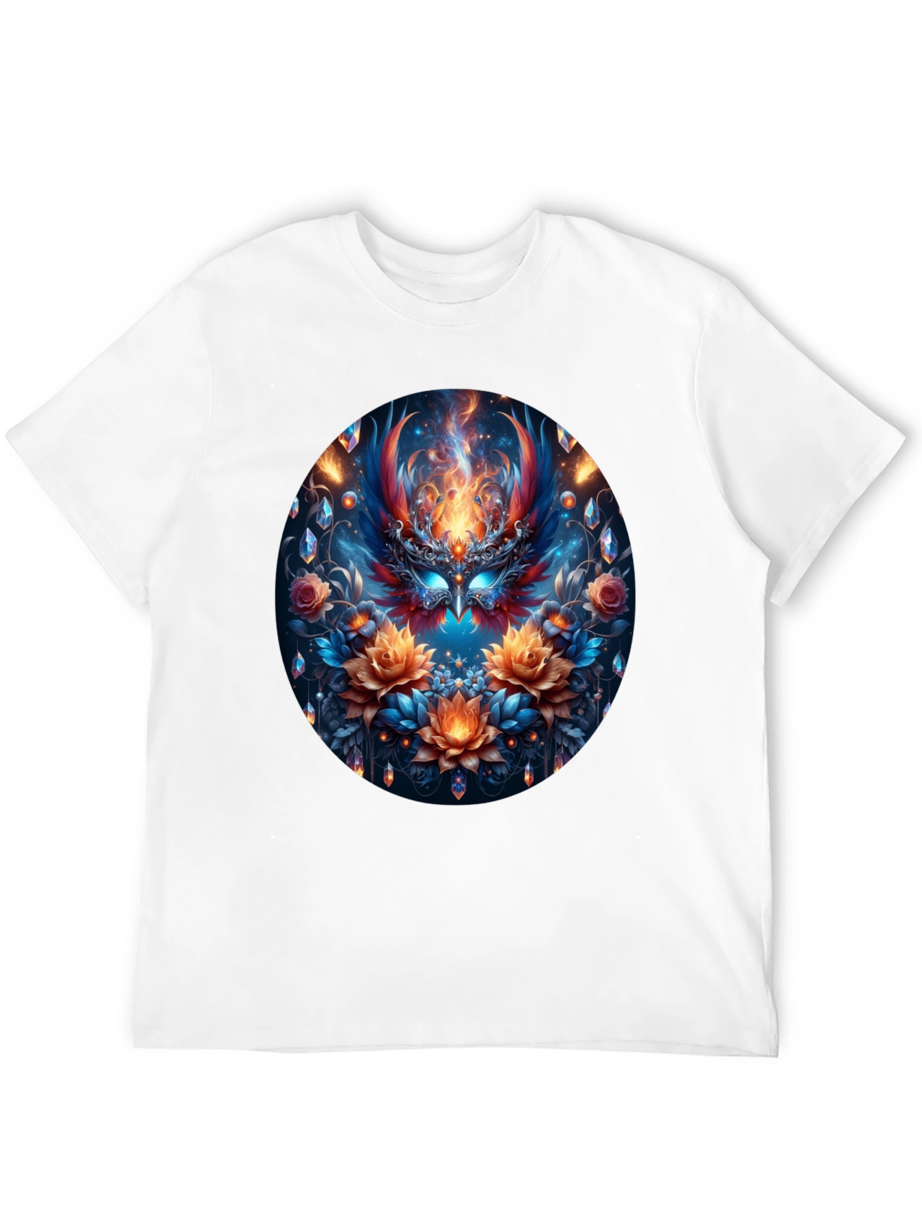 Phoenix Floral Art Black T-Shirt