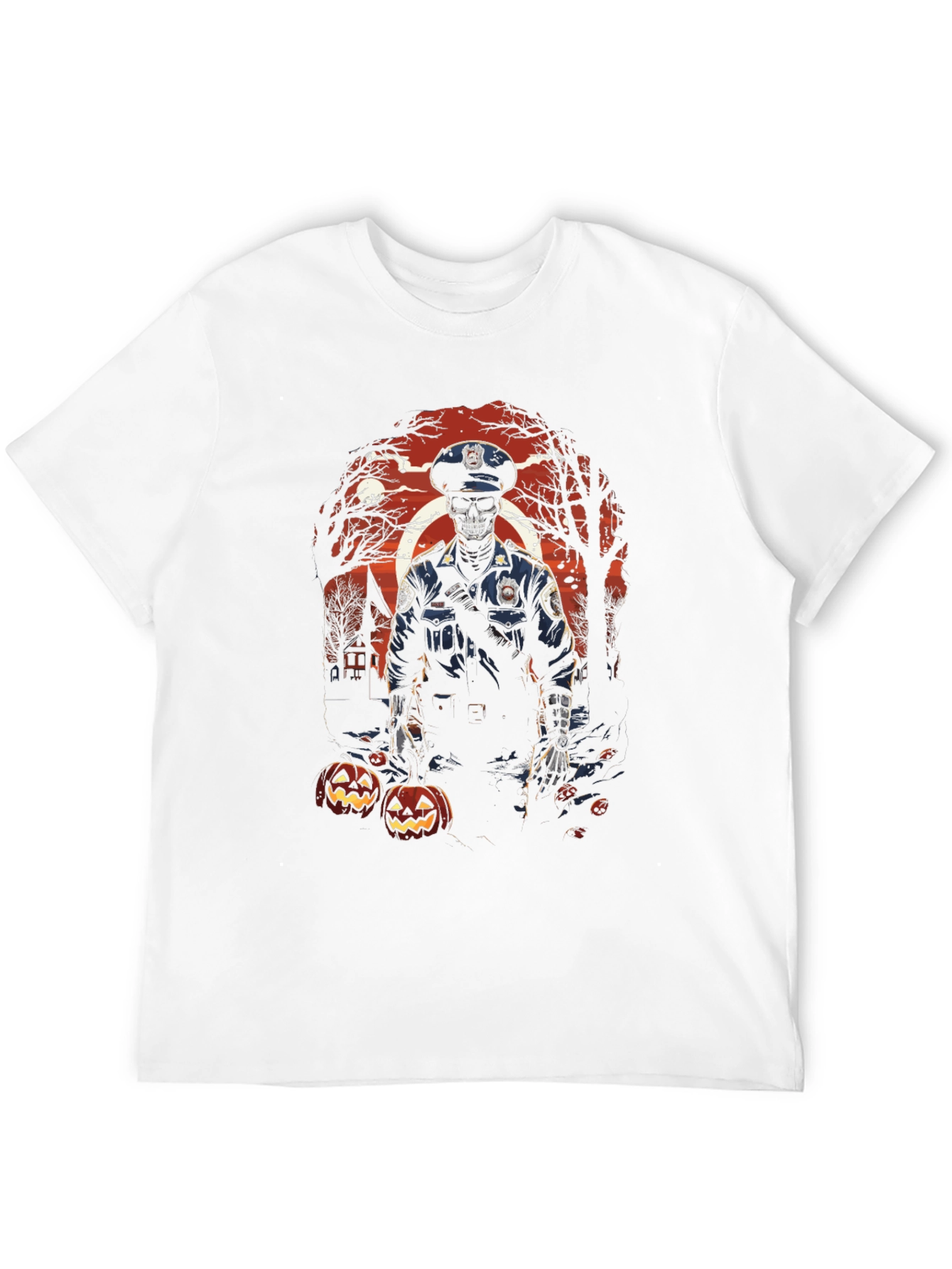 Spooky Skeleton Cop Halloween T-Shirt