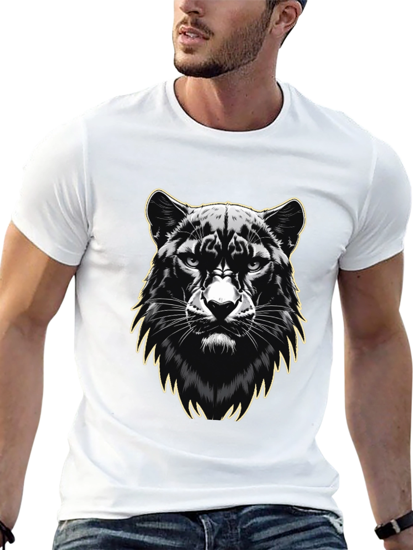 Black Panther Graphic Print Mens T-Shirt
