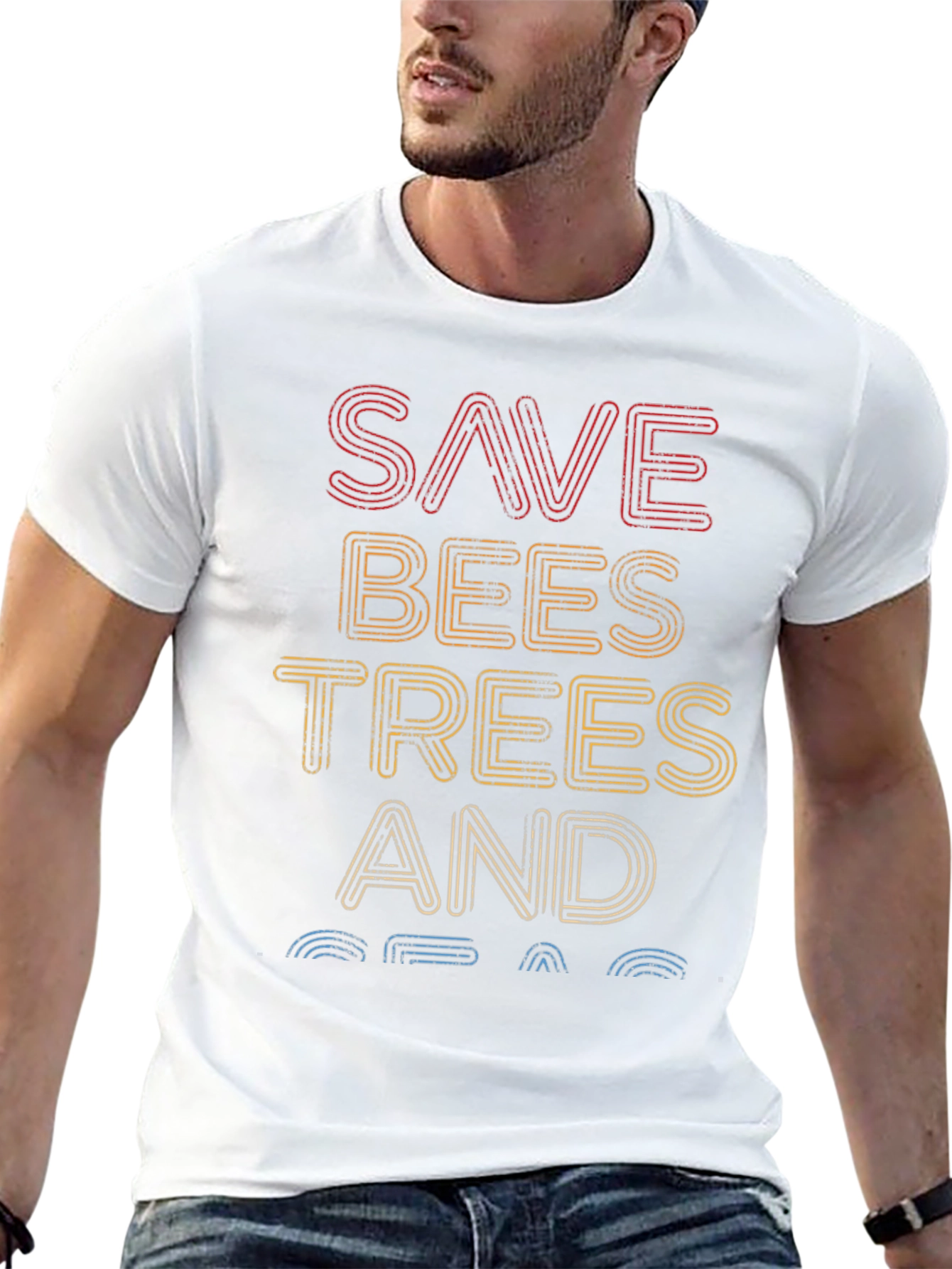 Save Bees Trees and Seas Graphic Tee - Black