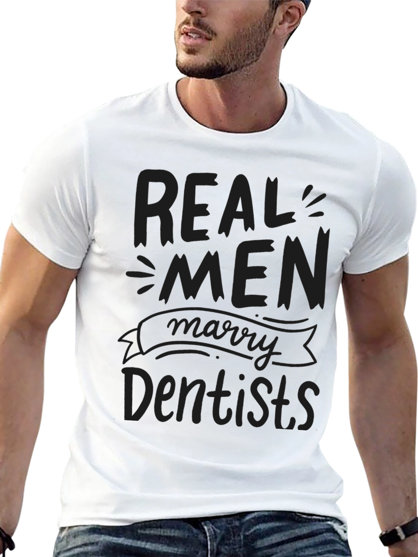 Real Men Marry Dentists Black T-Shirt
