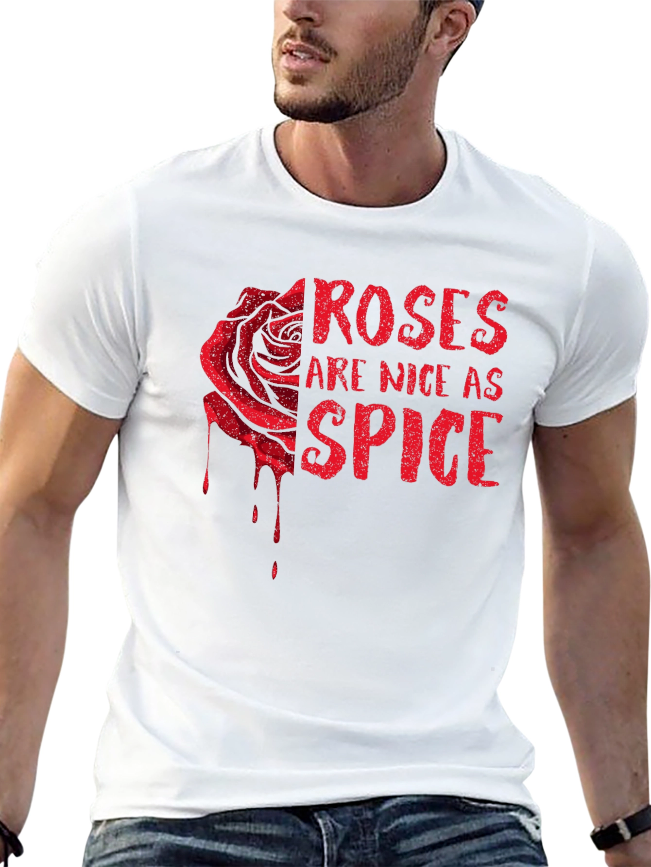 Roses Are Nice As Spice Black Graphic T-Shirt
