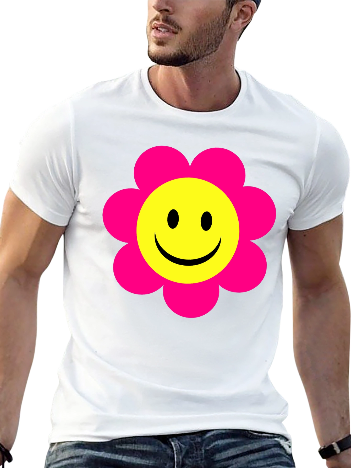 Smiley Face Flower T-Shirt - Retro Happy Tee