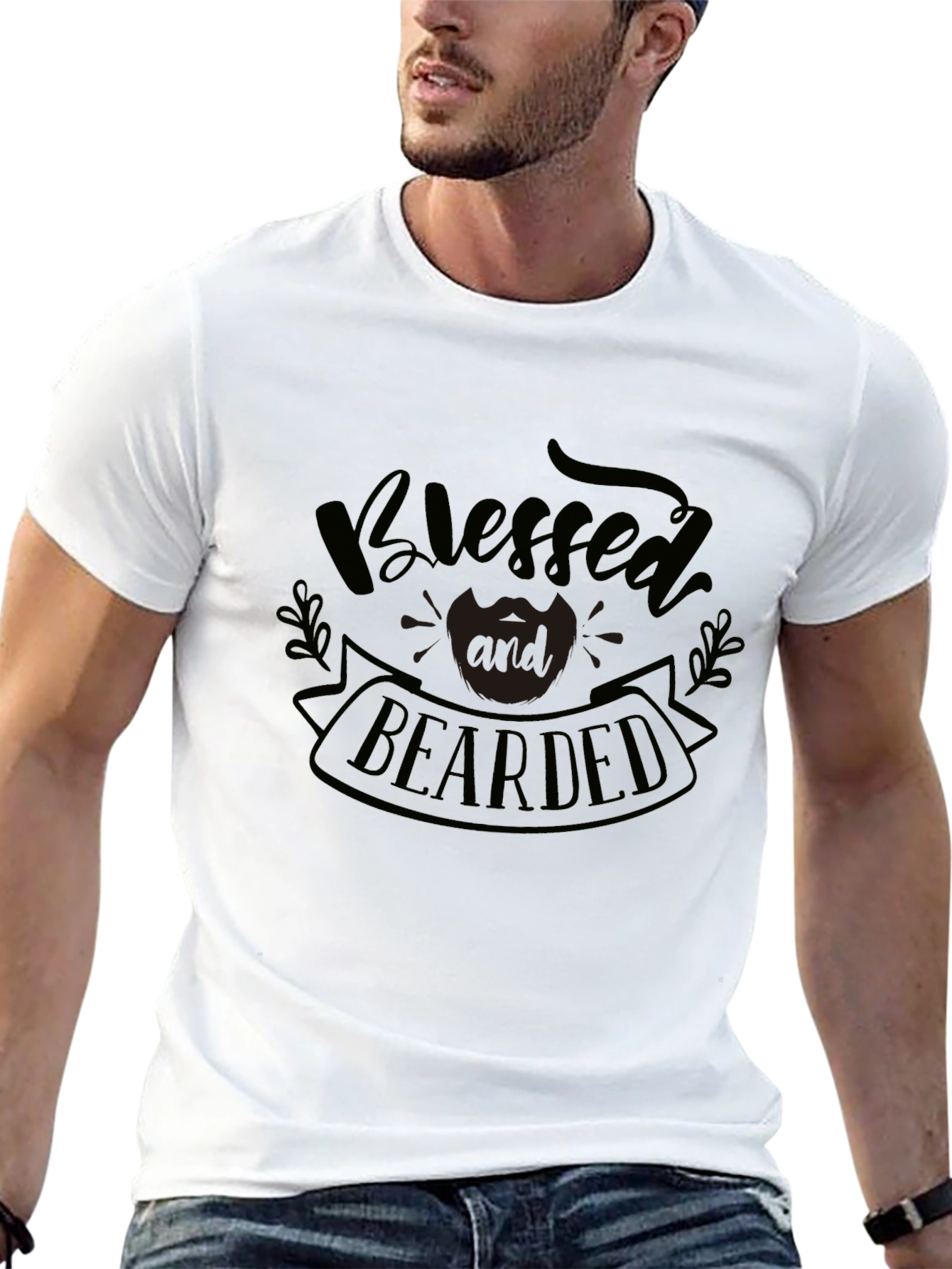 Blessed Bearded Graphic Tee - Black Cotton T-Shirt