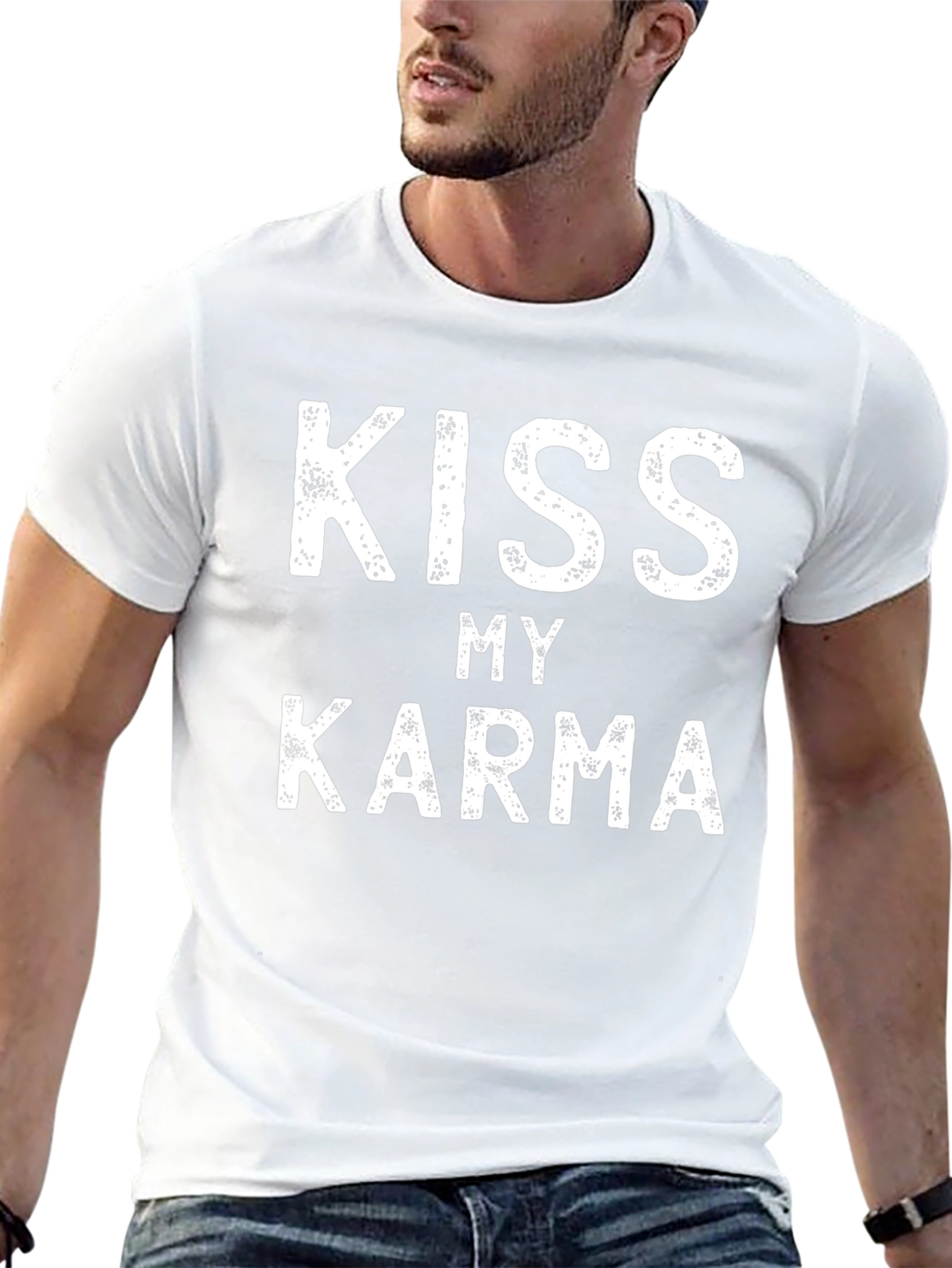 Kiss My Karma Graphic Tee - Black Cotton T-Shirt