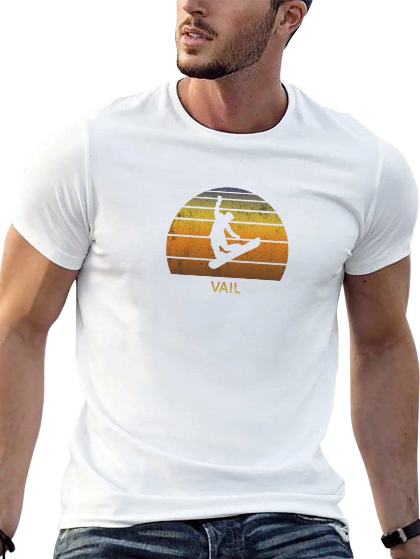 Vail Snowboarder Sunset Graphic Tee - Black