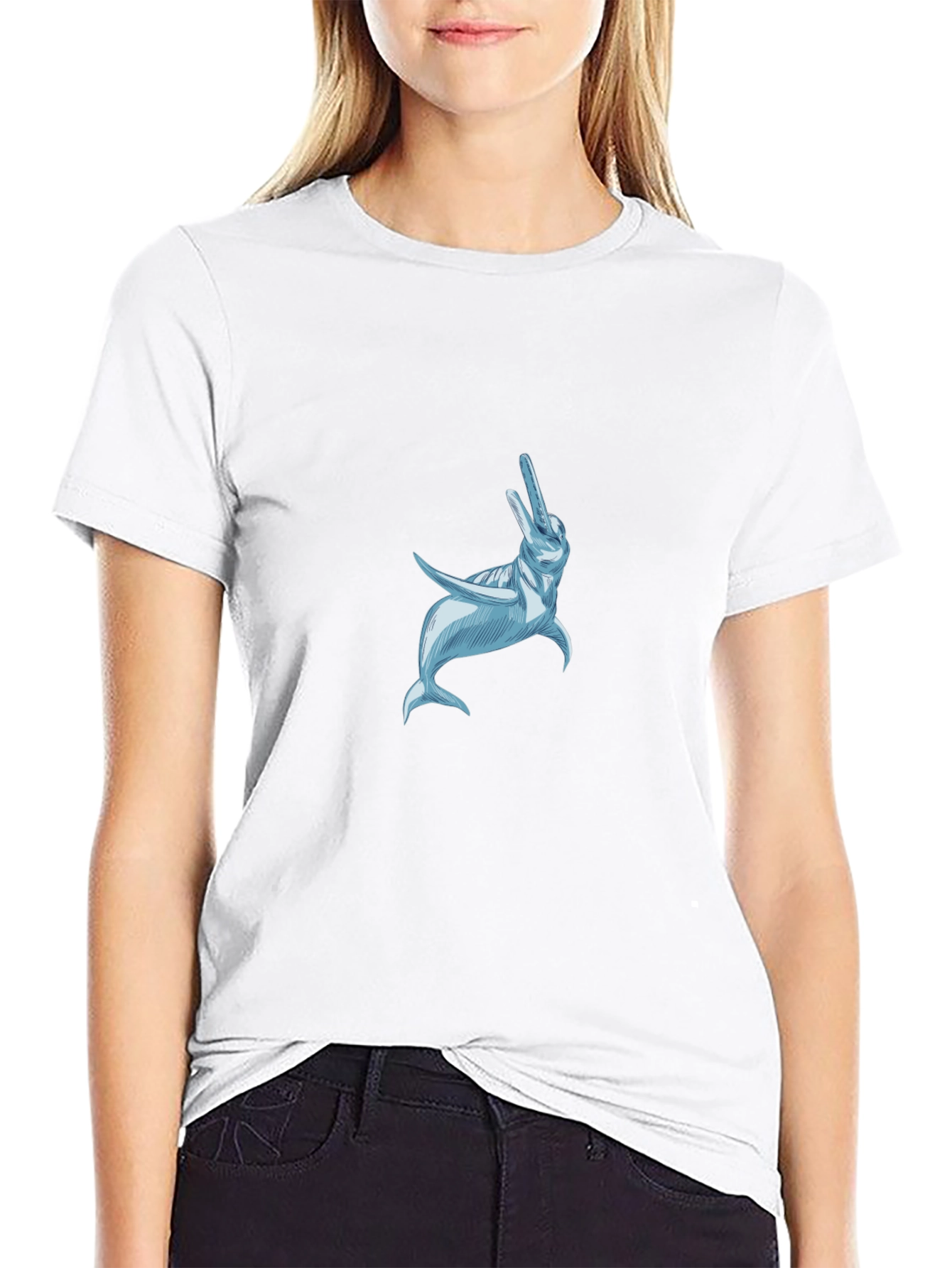Black T-Shirt with Dolphin Graphic